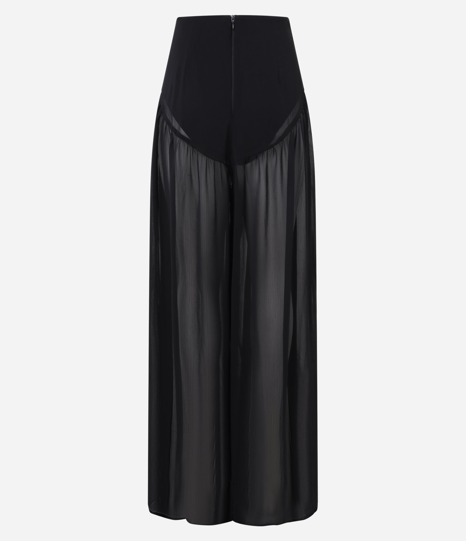 Calça Pantalona em Chiffon com Forro Curto Preto 8