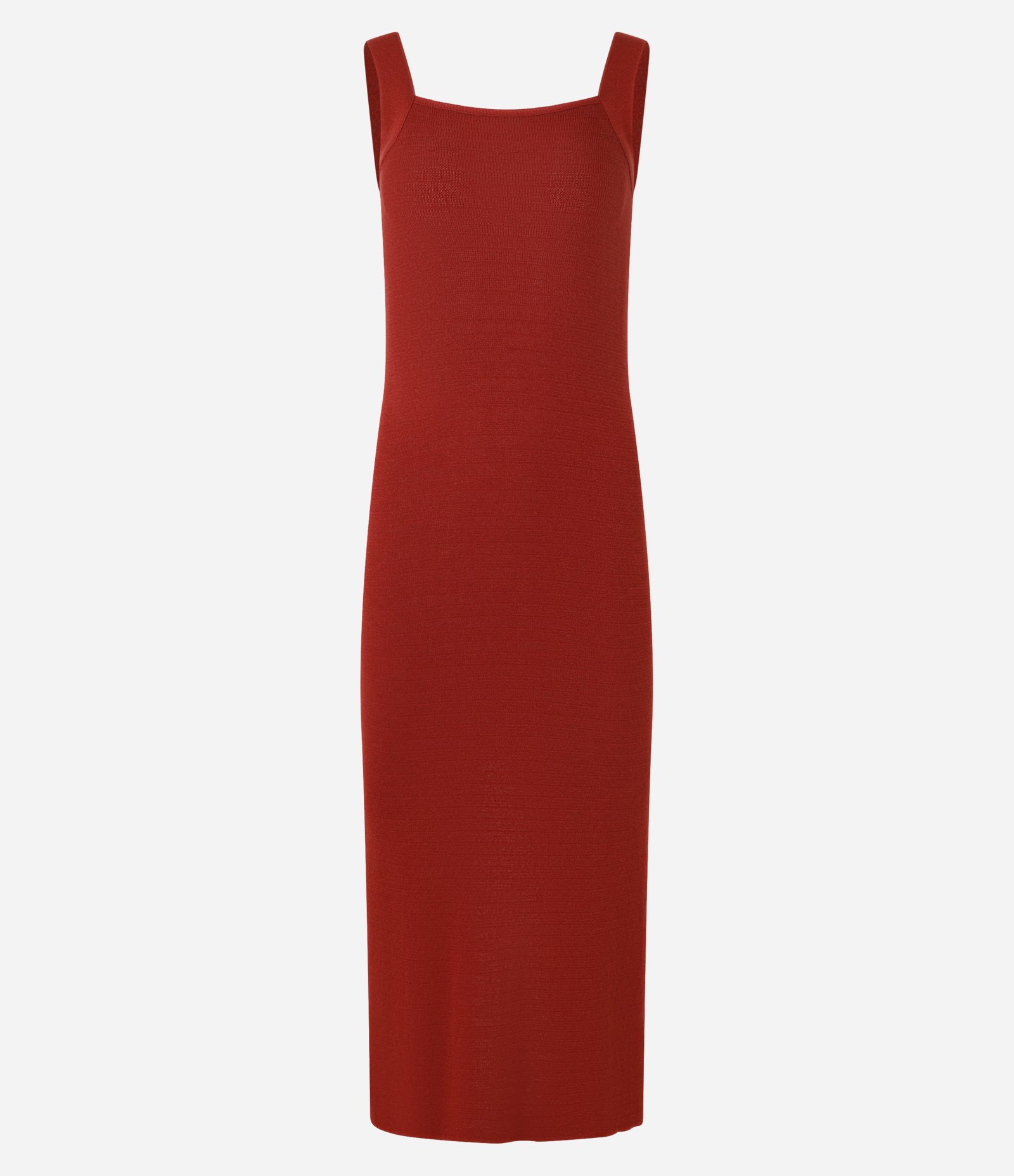 Vestido Midi em Tricô com Decote Quadrado e Fenda Vermelho 1