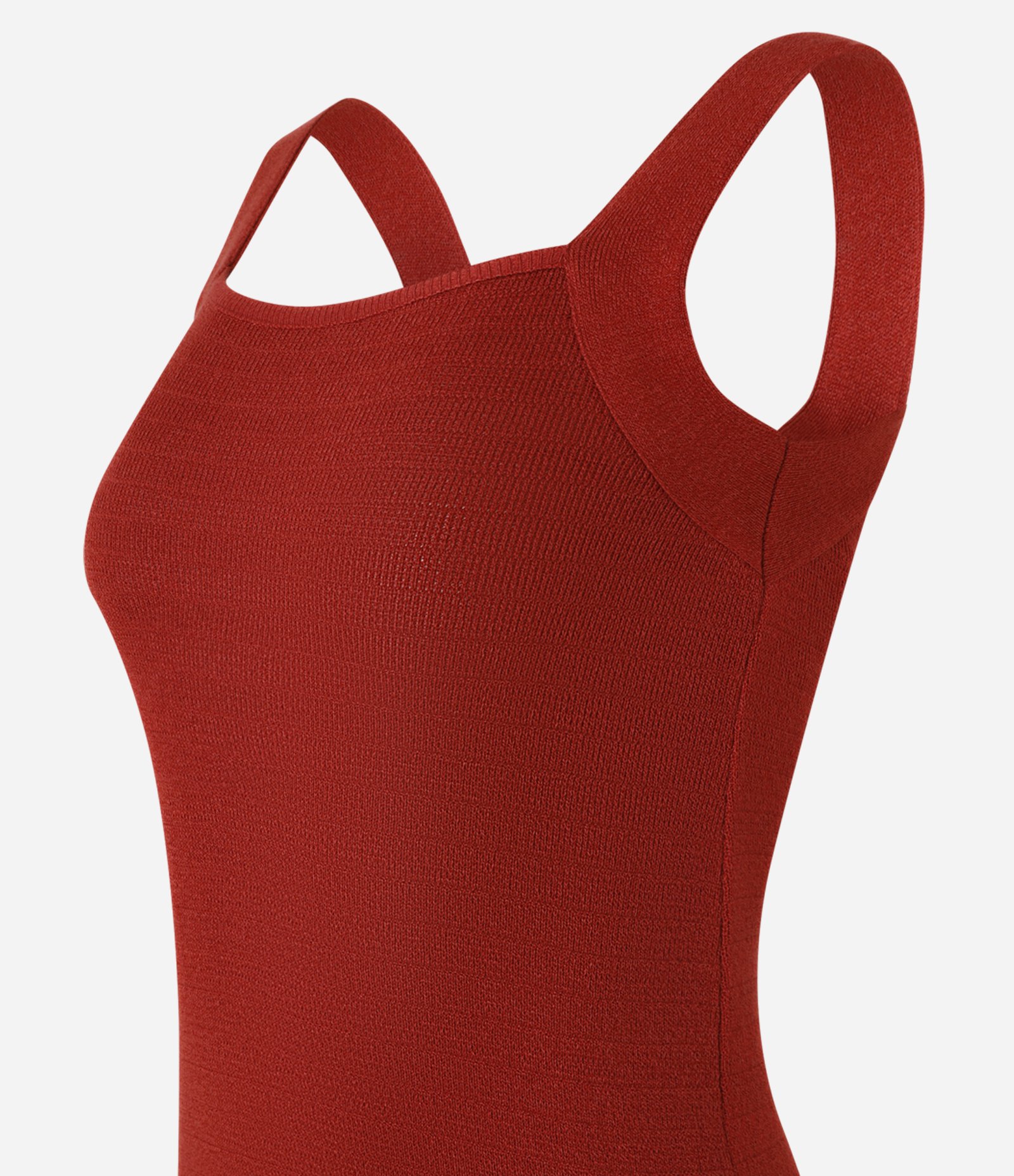 Vestido Midi em Tricô com Decote Quadrado e Fenda Vermelho 2