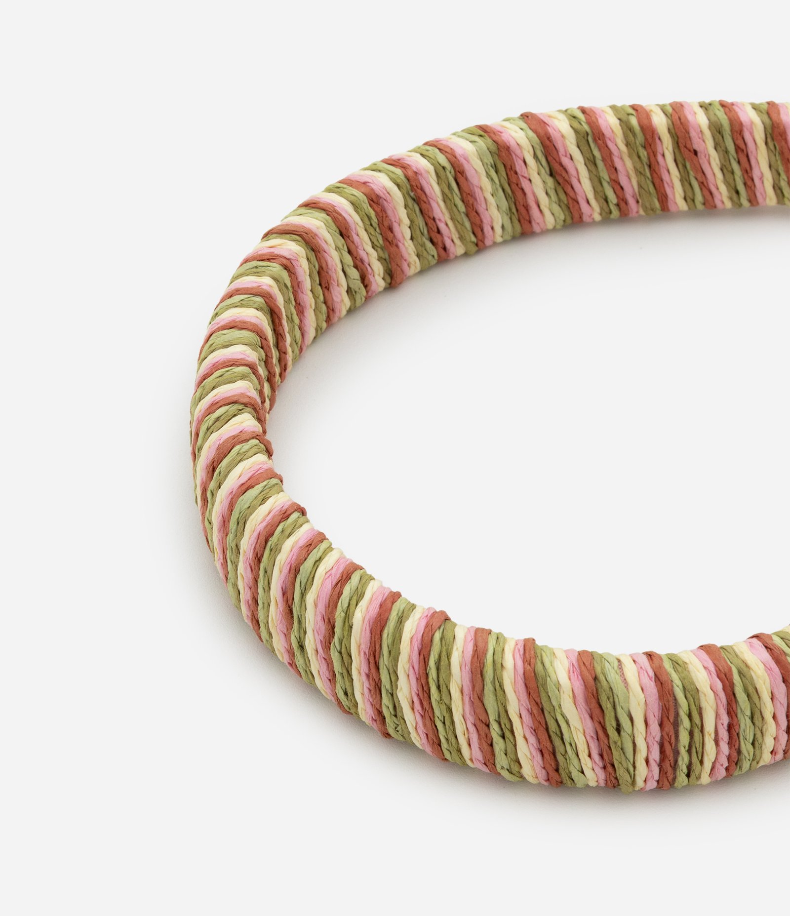 Tiara em Tecido com Listras Contrastantes Bege 2