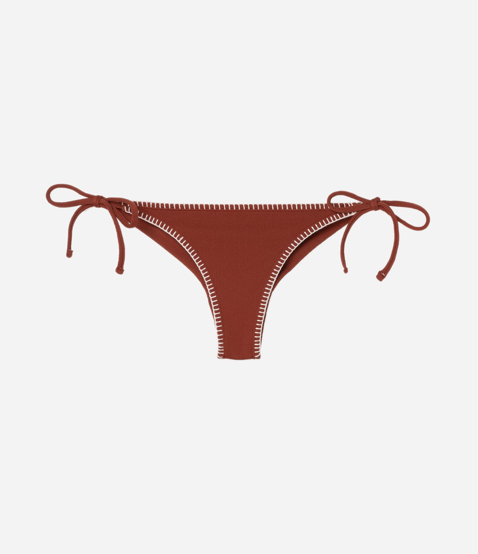 Biquíni Calcinha Lacinho em Microfibra com Pesponto e Efeito Empina Bumbum Marrom 1