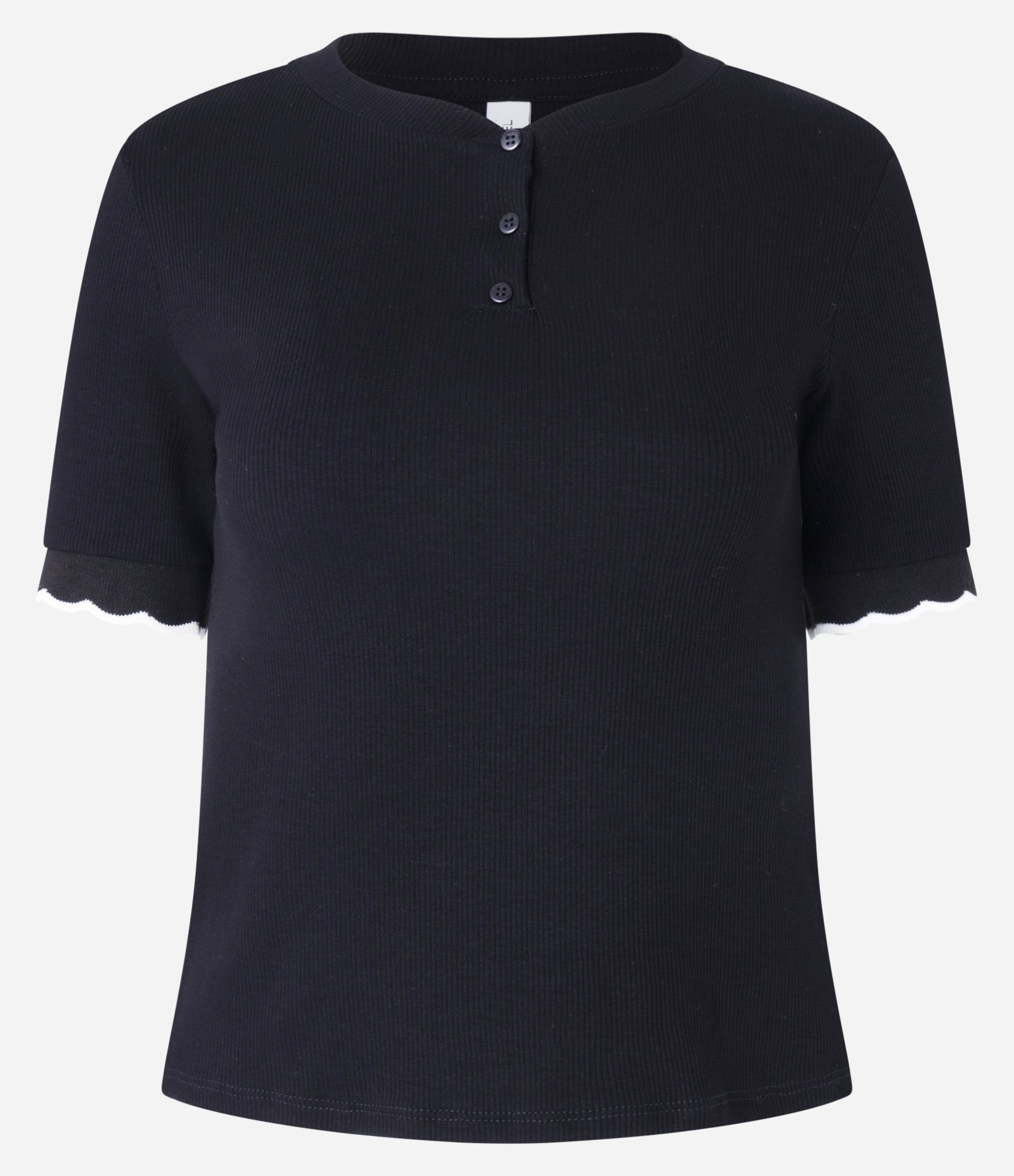 Blusa em Ribana com Botões e Detalhe nas Mangas Preto 4