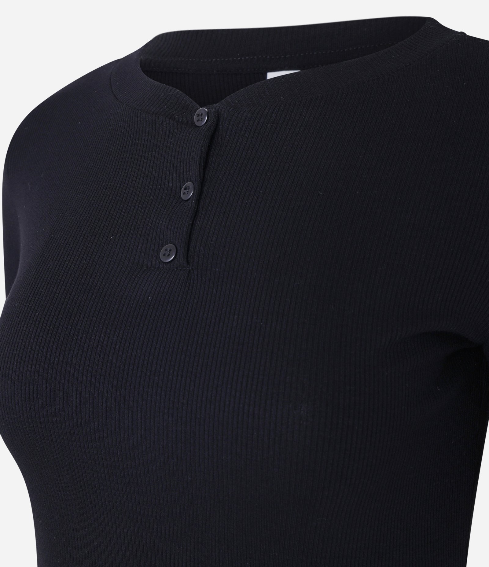 Blusa em Ribana com Botões e Detalhe nas Mangas Preto 6