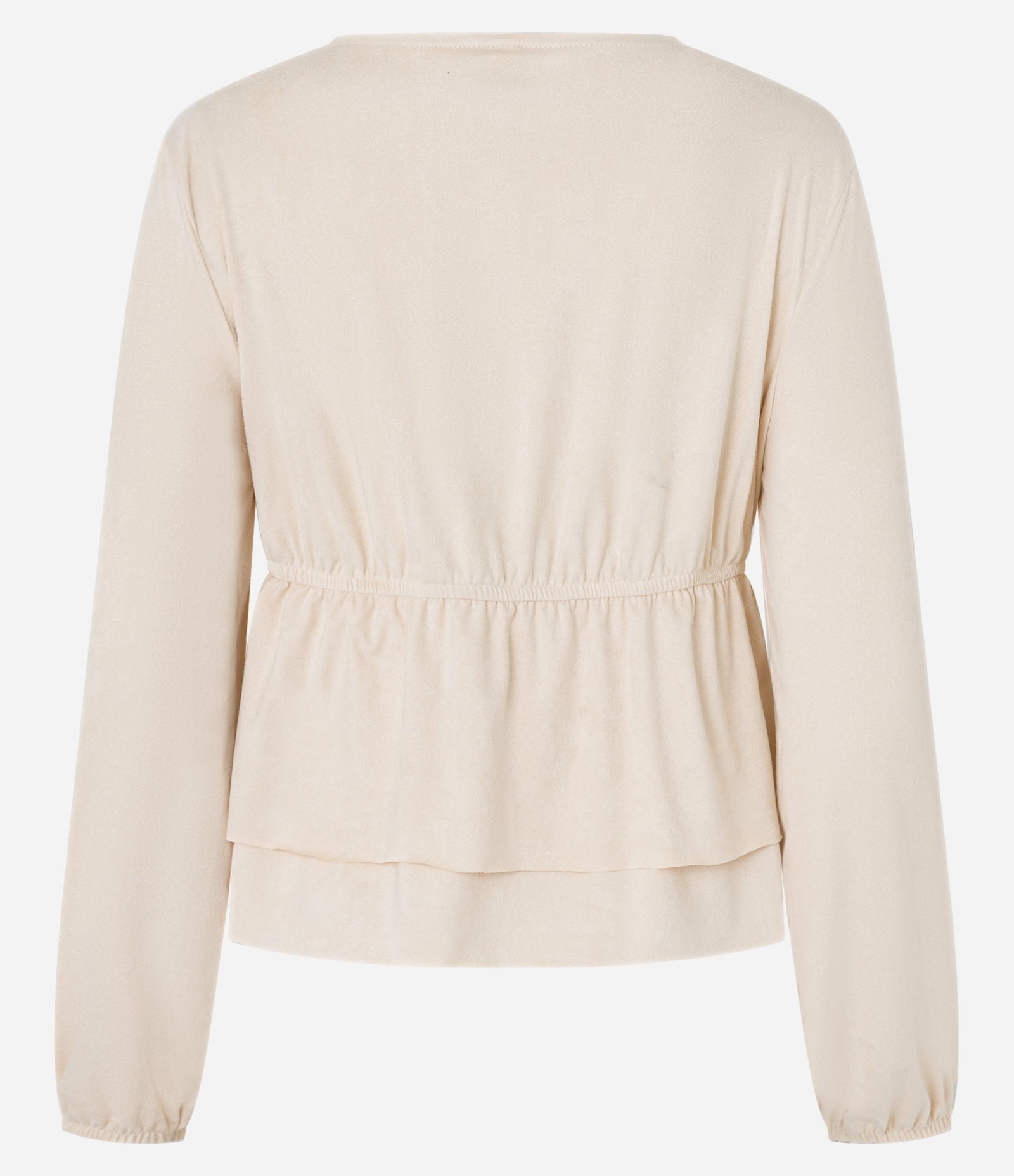 Blusa Bata em Suede com Amarração e Babados Bege 8
