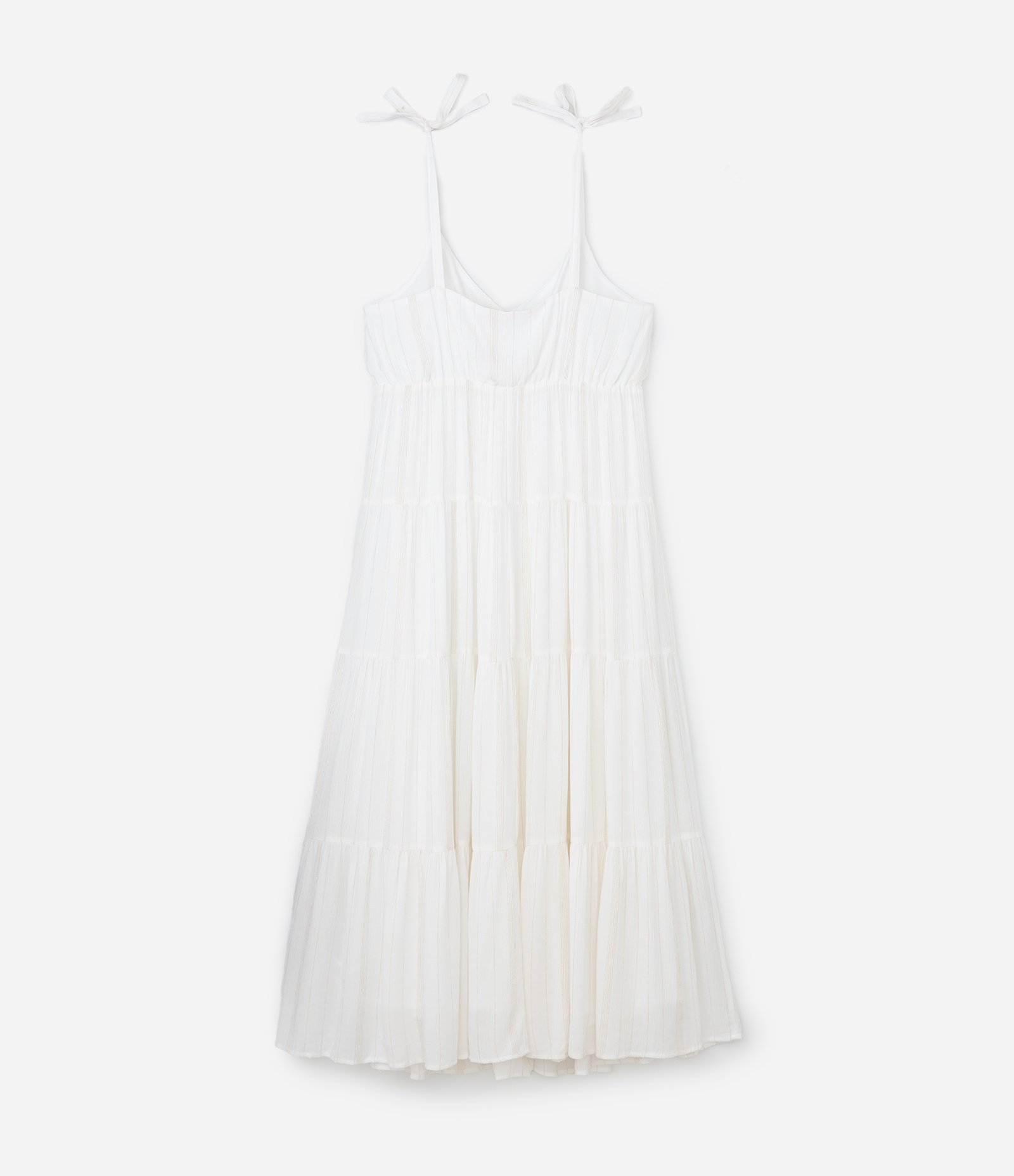 Vestido Midi em Viscose com Fio Metalizado e Alça de Lacinho Curve & Plus Size Branco 7