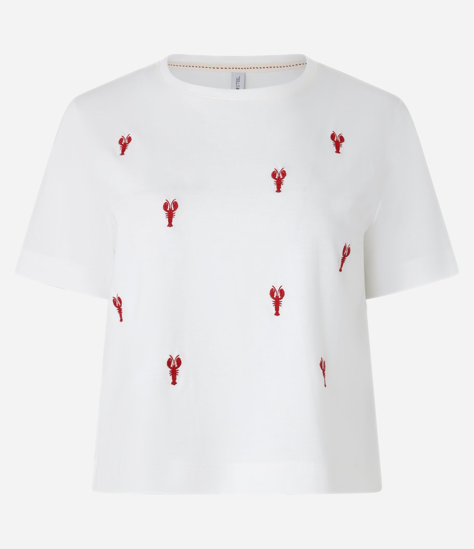 Camiseta em Algodão Com Bordados de Lagosta Branco 4