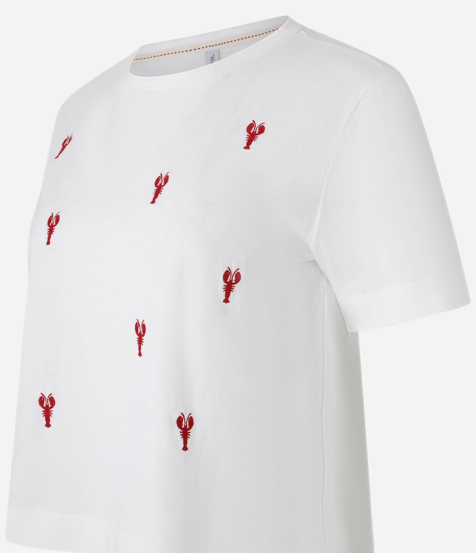 Camiseta em Algodão Com Bordados de Lagosta Branco 5