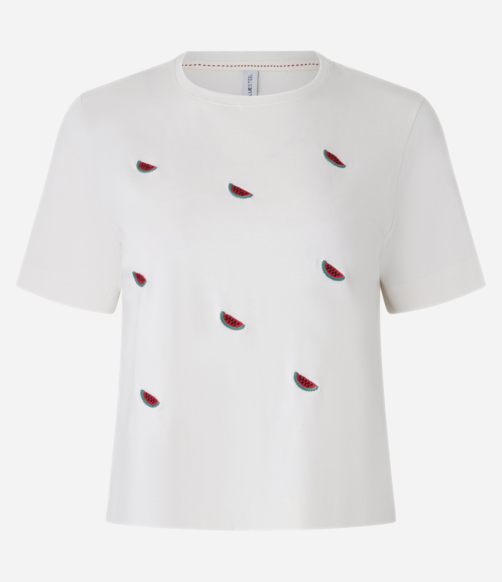 Camiseta em Algodão com Melancias Bordadas Branco 4