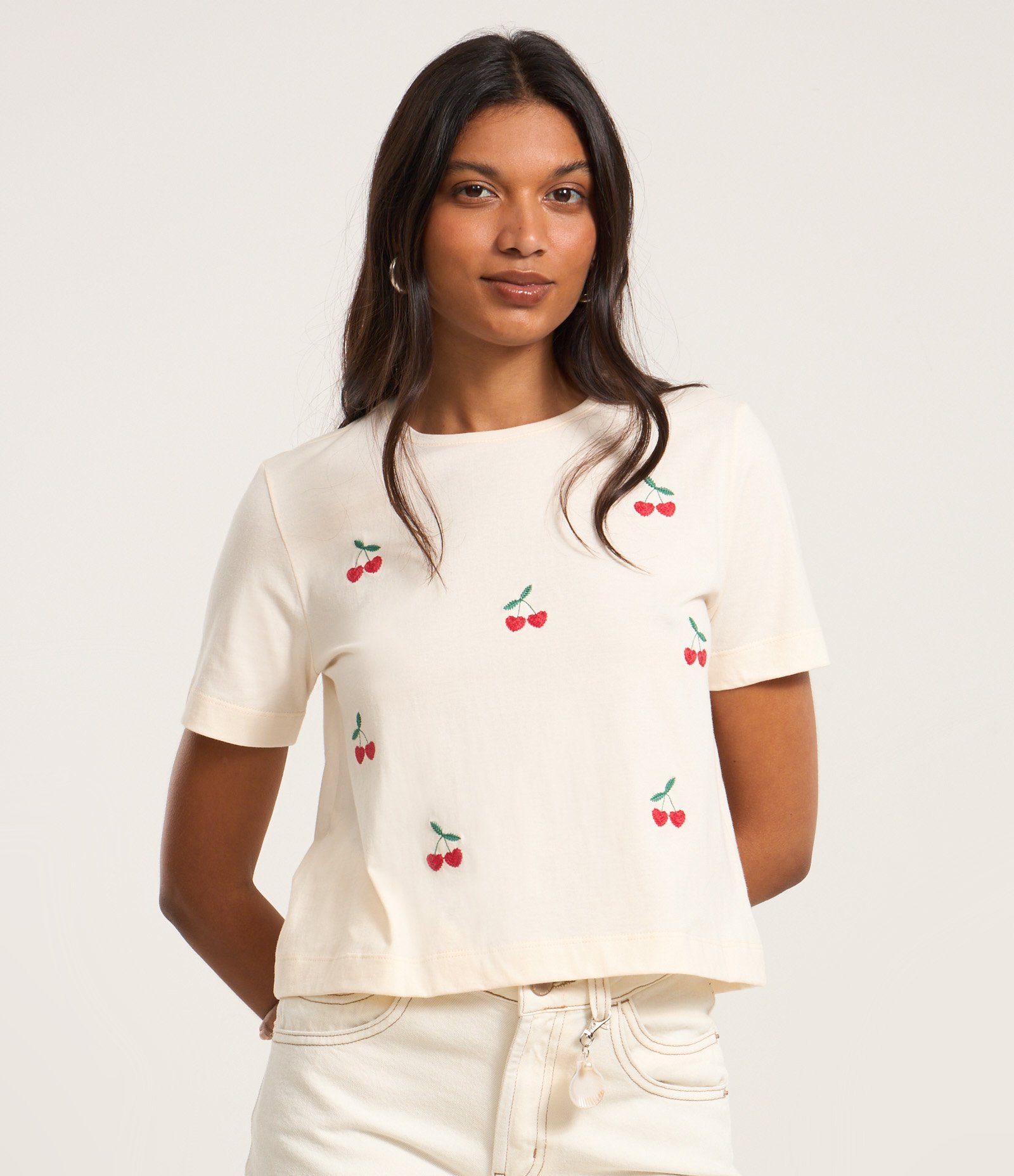Camiseta em Algodão com Bordados de Cereja Off White 1