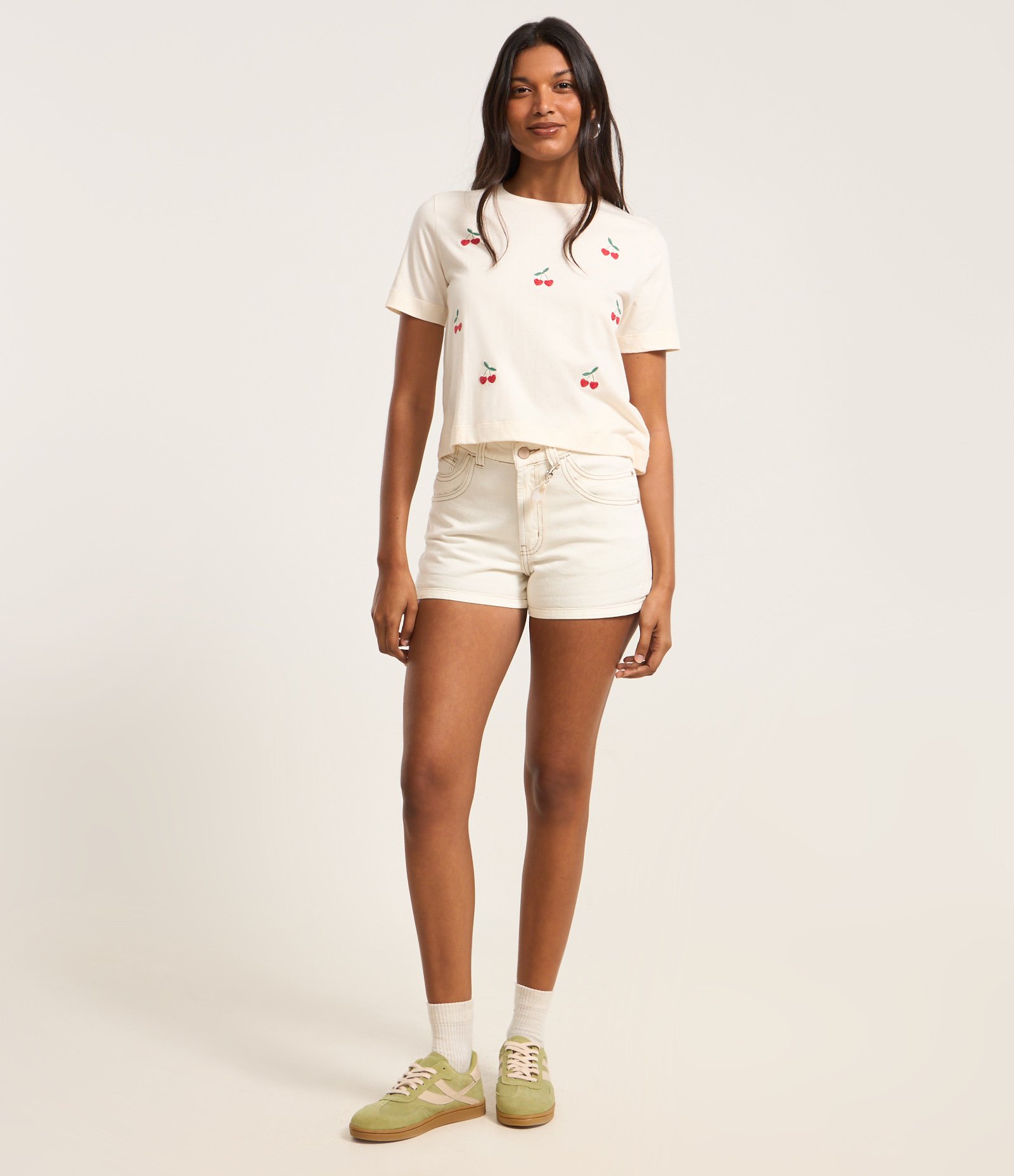 Camiseta em Algodão com Bordados de Cereja Off White 2