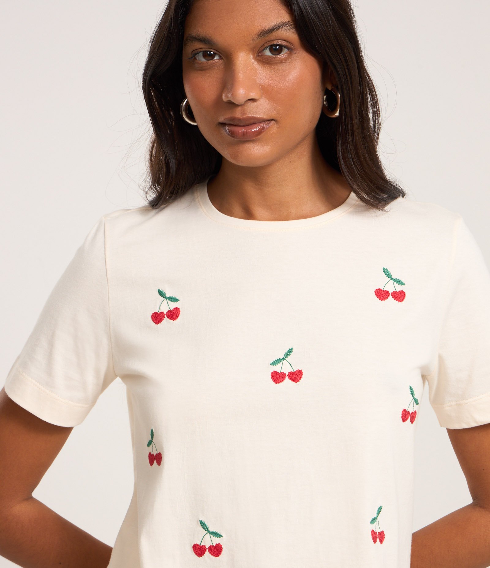 Camiseta em Algodão com Bordados de Cereja Off White 3