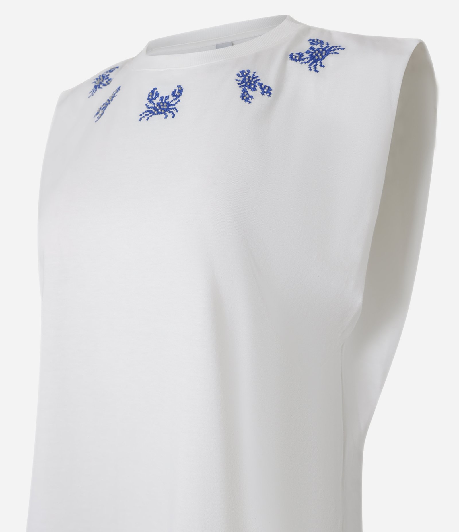 Blusa Muscle em Algodão com Bordados de Siri e Lagostas Branco 5