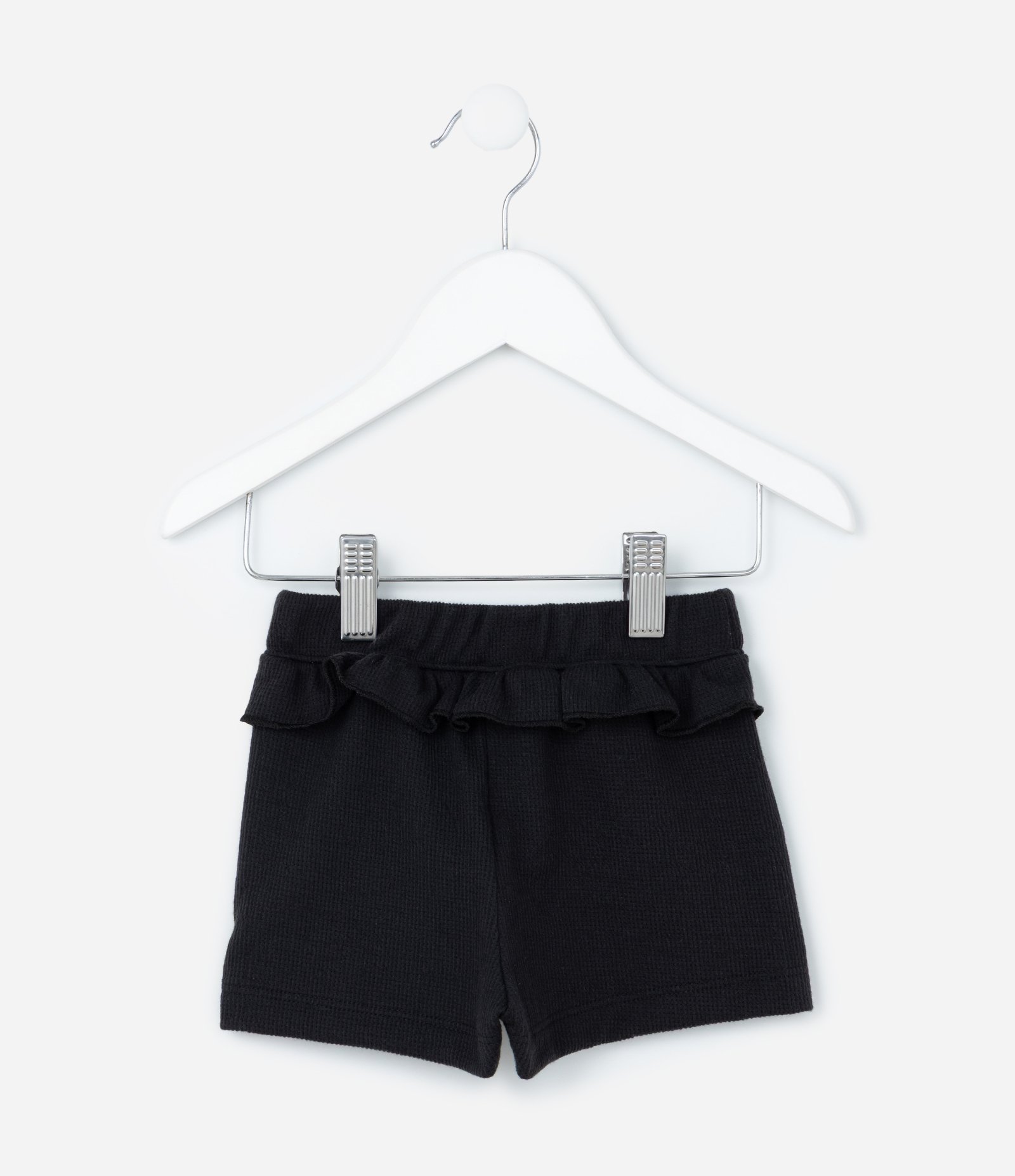 Bermuda Clochard Infantil com Babadinho Texturizada - Tam 0 a 18 Meses Preto 3