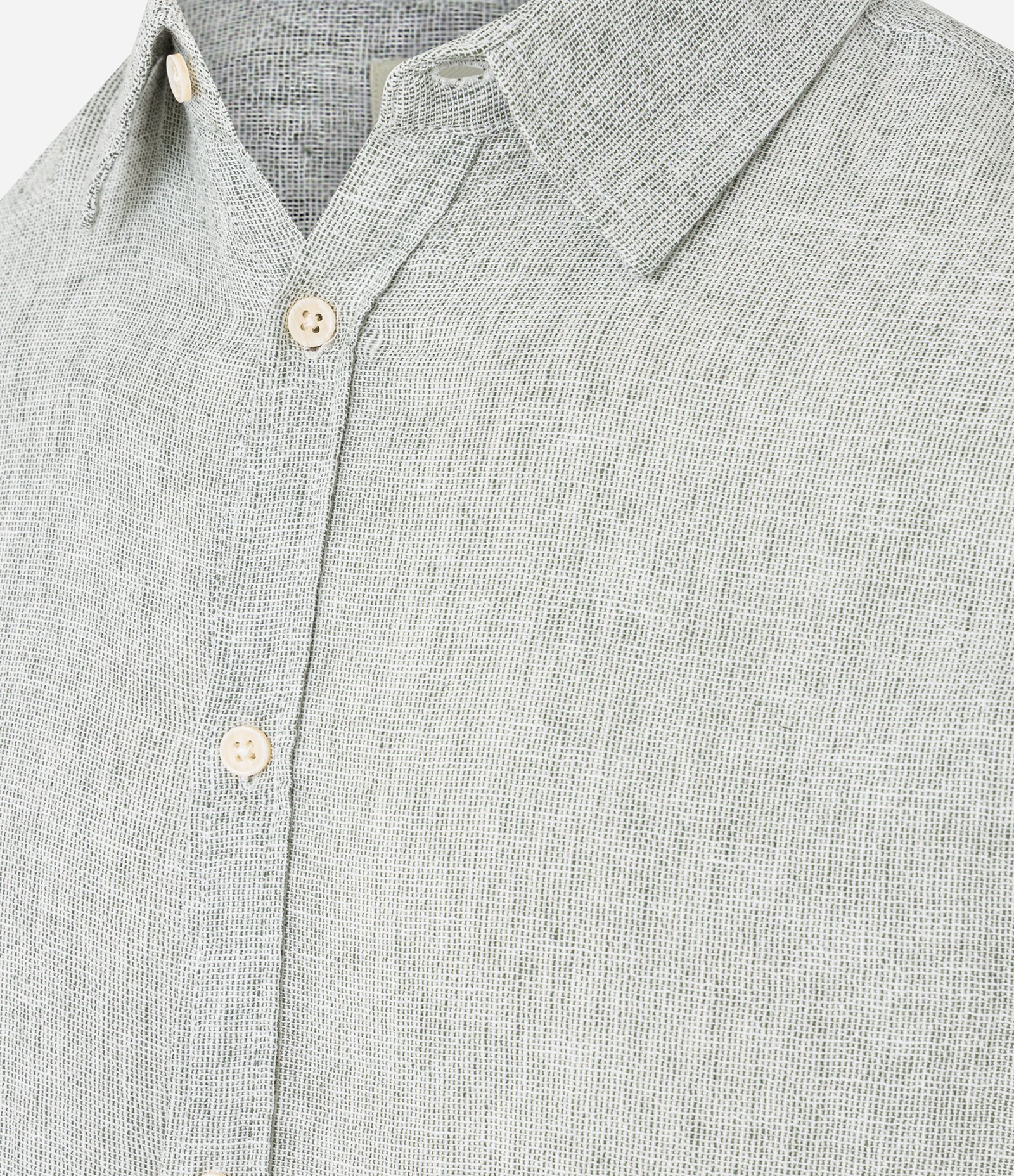 Camisa Regular em Linho e Gola Colarinho Verde 8