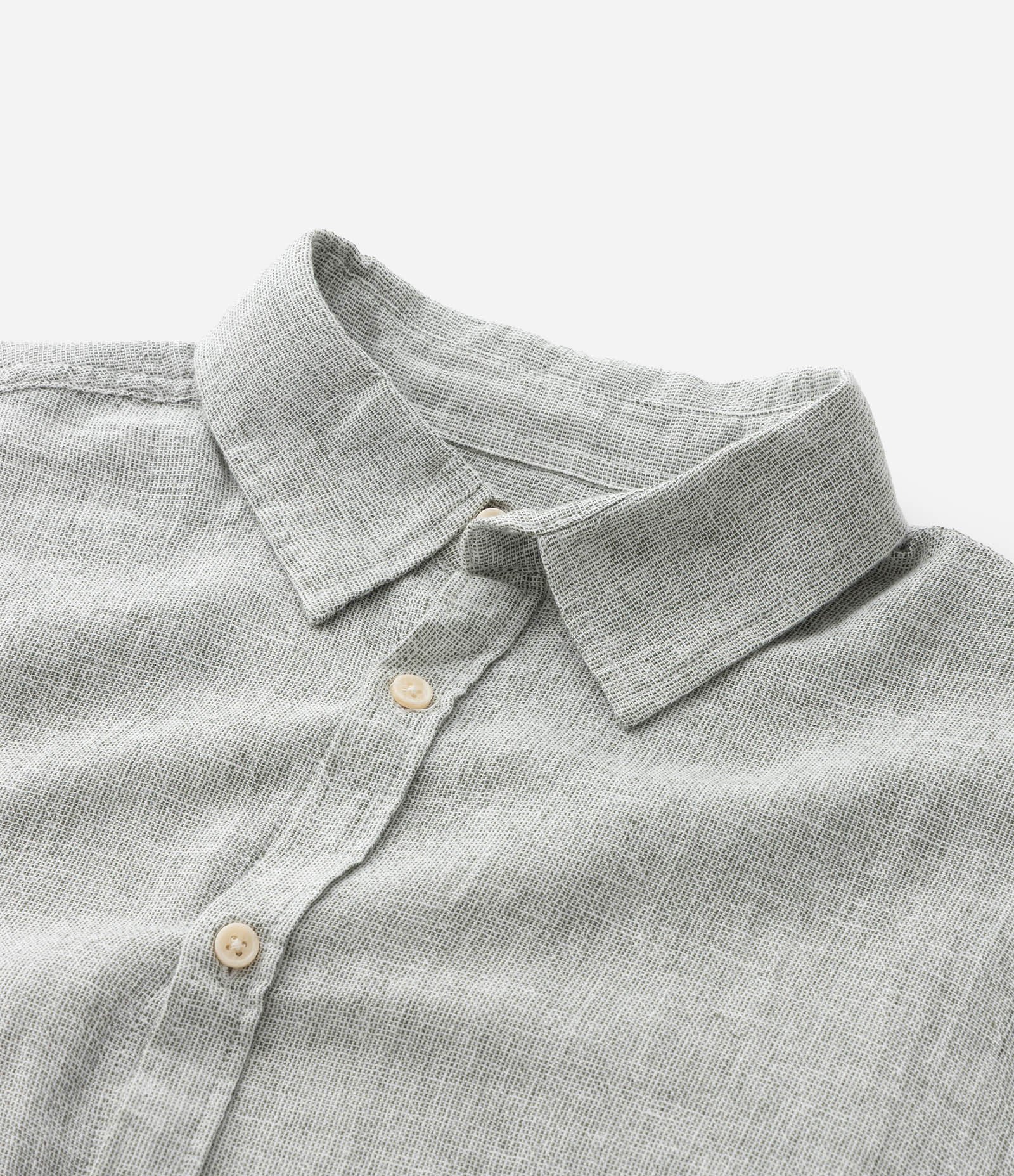 Camisa Regular em Linho e Gola Colarinho Verde 10