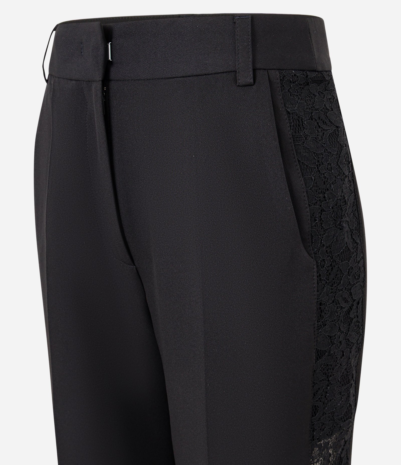 Calça Reta Alfaiatada com Renda na Lateral Preto 6