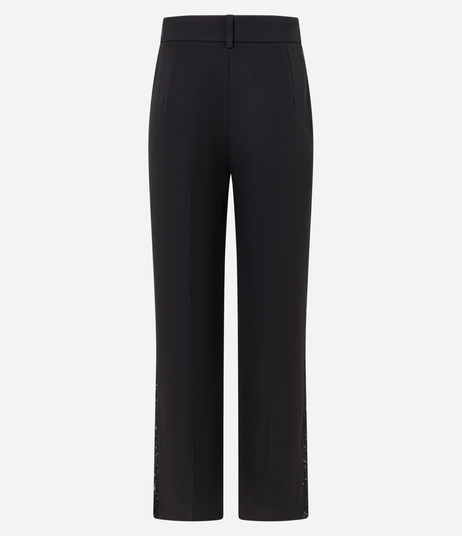 Calça Reta Alfaiatada com Renda na Lateral Preto 7