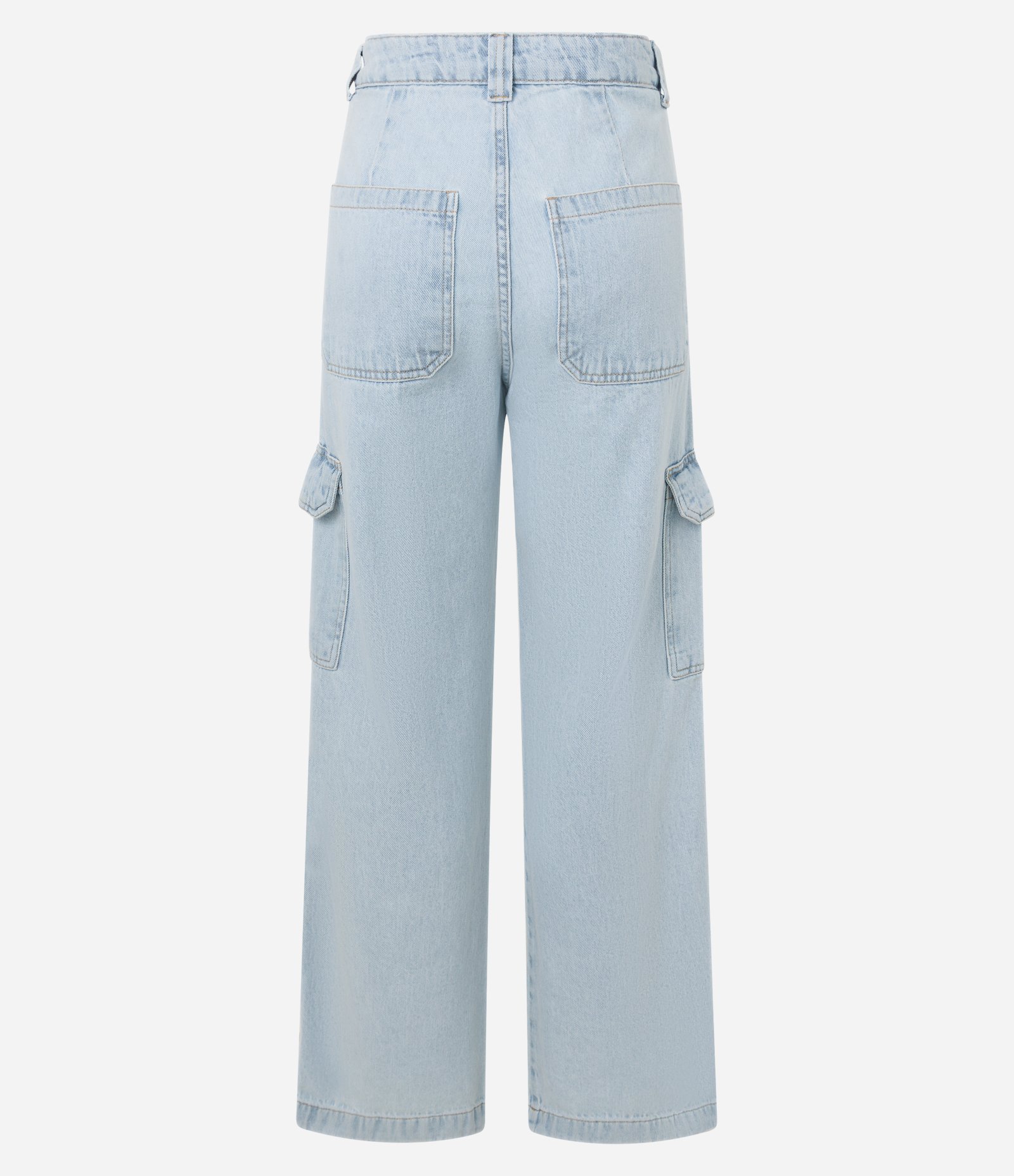 Calça Reta Comfort em Jeans com Bolsos Cargo Claro 6