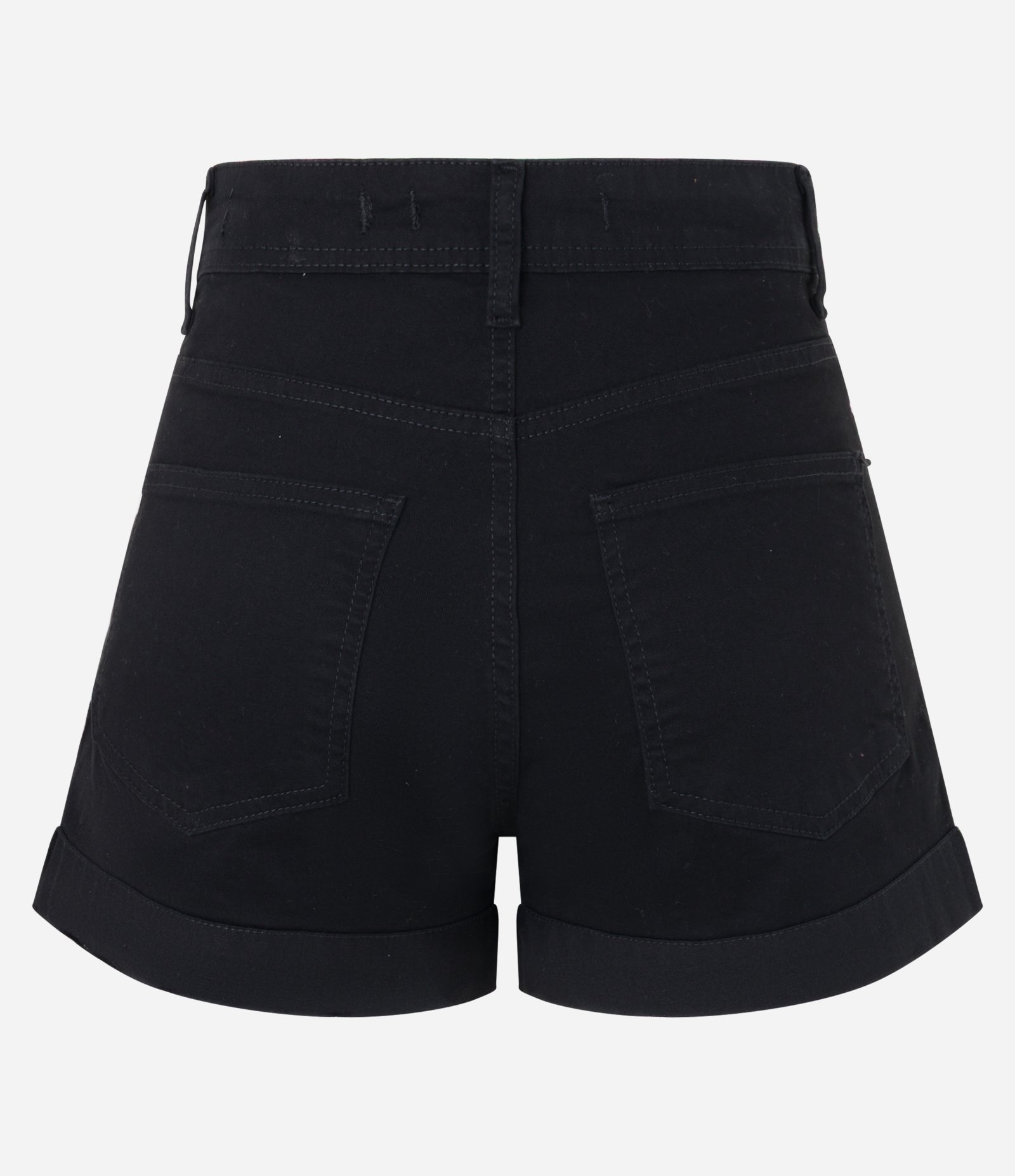 Short Hot Pants em Sarja com Barra Dobrada Preto 6