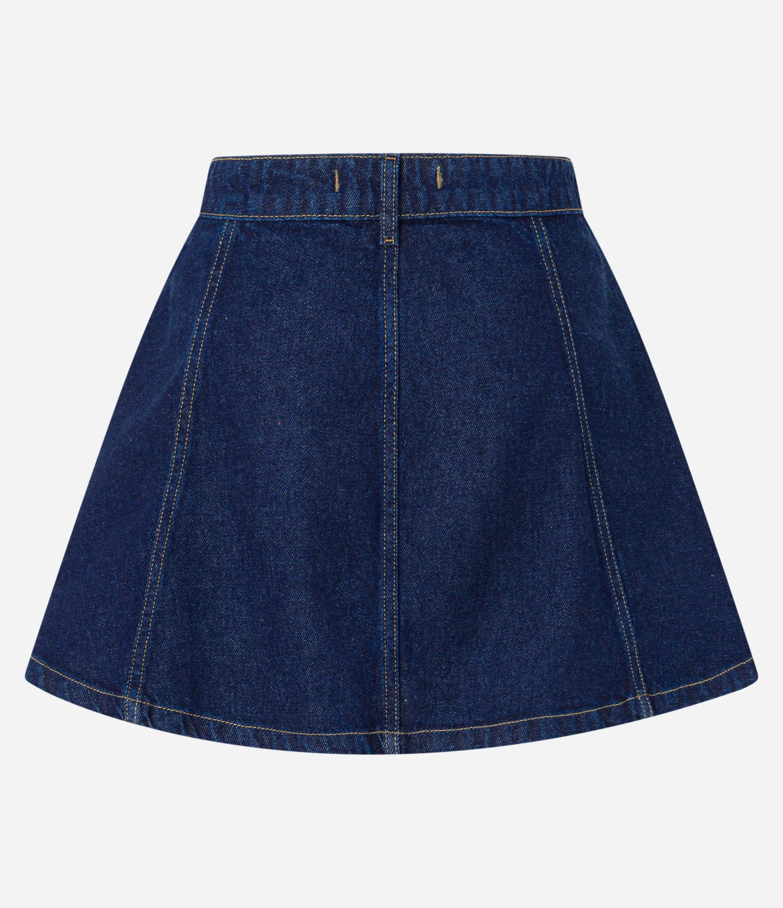 Mini Saia Evasê em Jeans com Recortes Azul 6