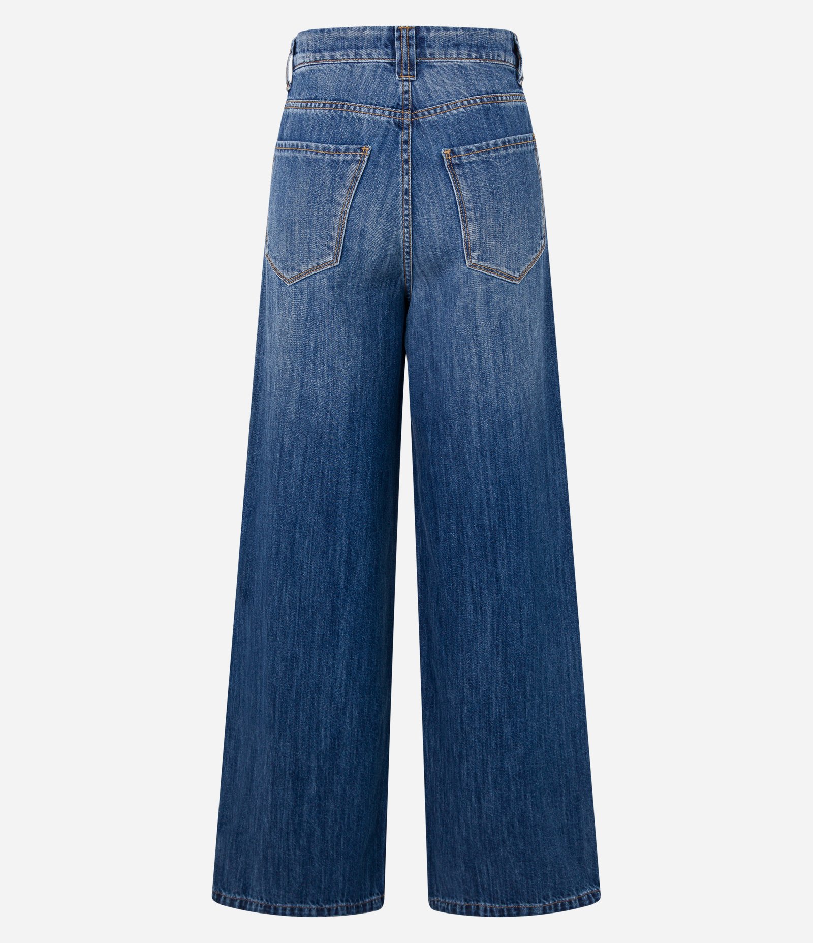 Calça Wide Leg em Jeans com Cós Alfaiatado Azul Médio 6