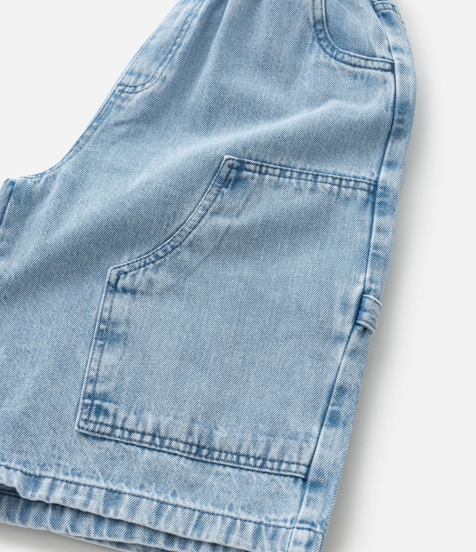 Bermuda Ampla Infantil Marmorizada - Tam 5 a 14 Anos Azul 3