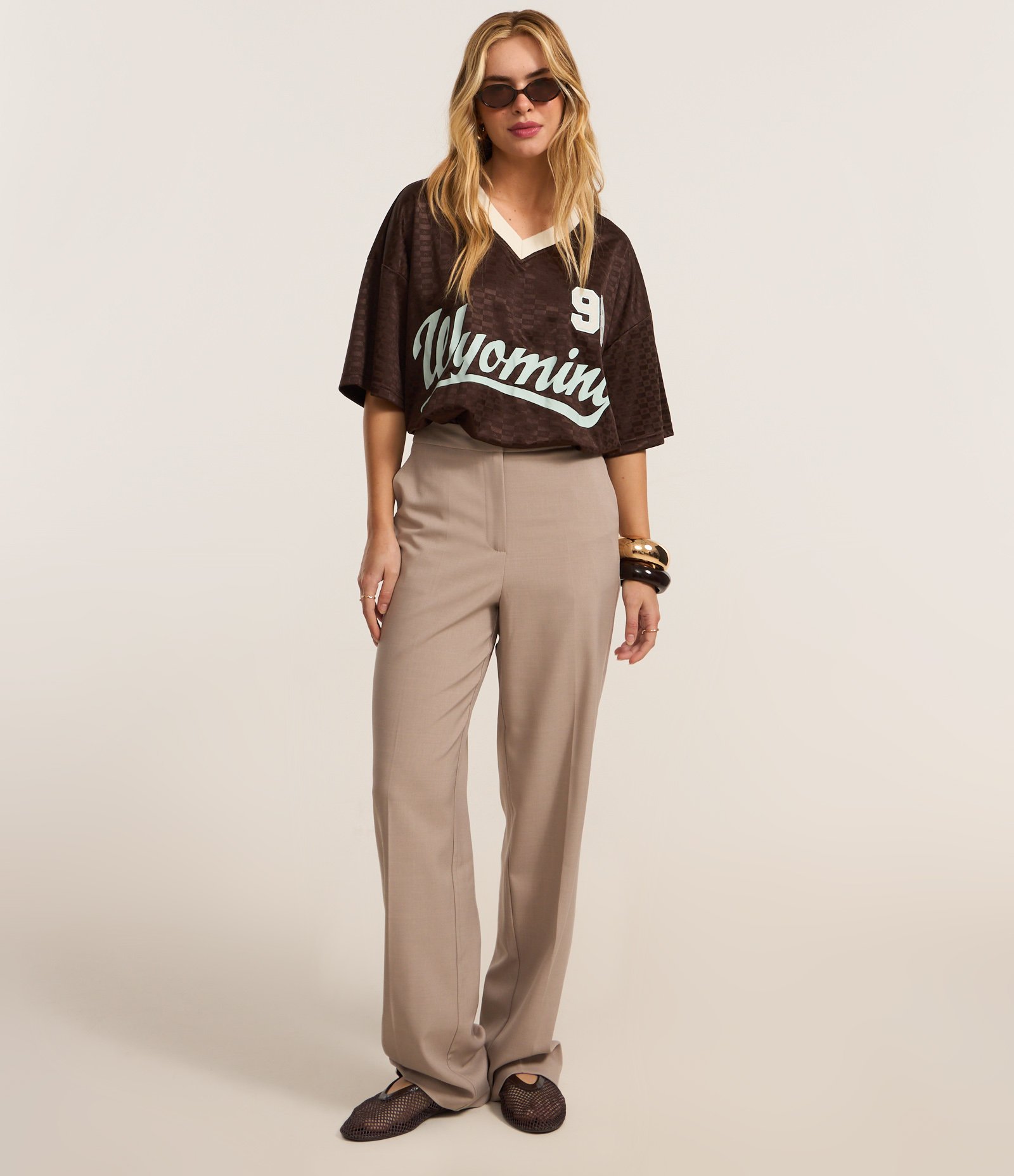 Camiseta Oversized Sportcore com Lettering Wyoming Marrom 2