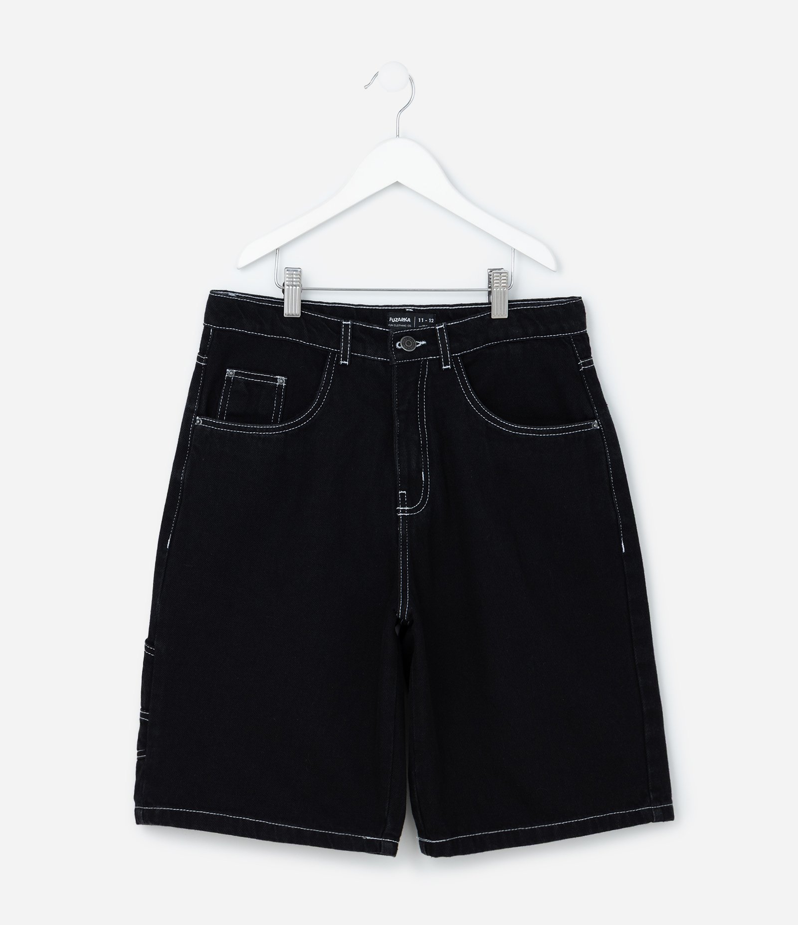 Bermuda Steet em Jeans com Costura Contrastante- Tam 5 A 14 Anos Preto 1