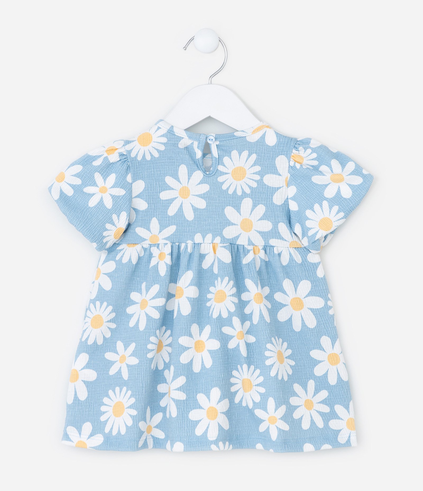 Vestido Infantil com Estampa Margaridas - Tam 0 a 18 meses Azul 4