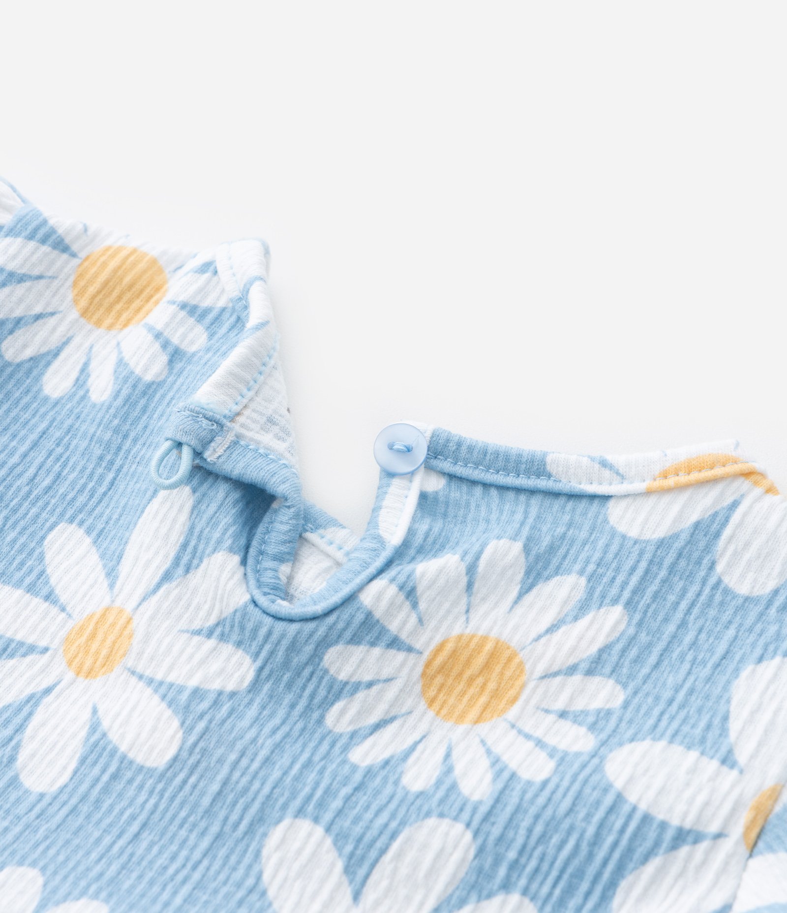 Vestido Infantil com Estampa Margaridas - Tam 0 a 18 meses Azul 8