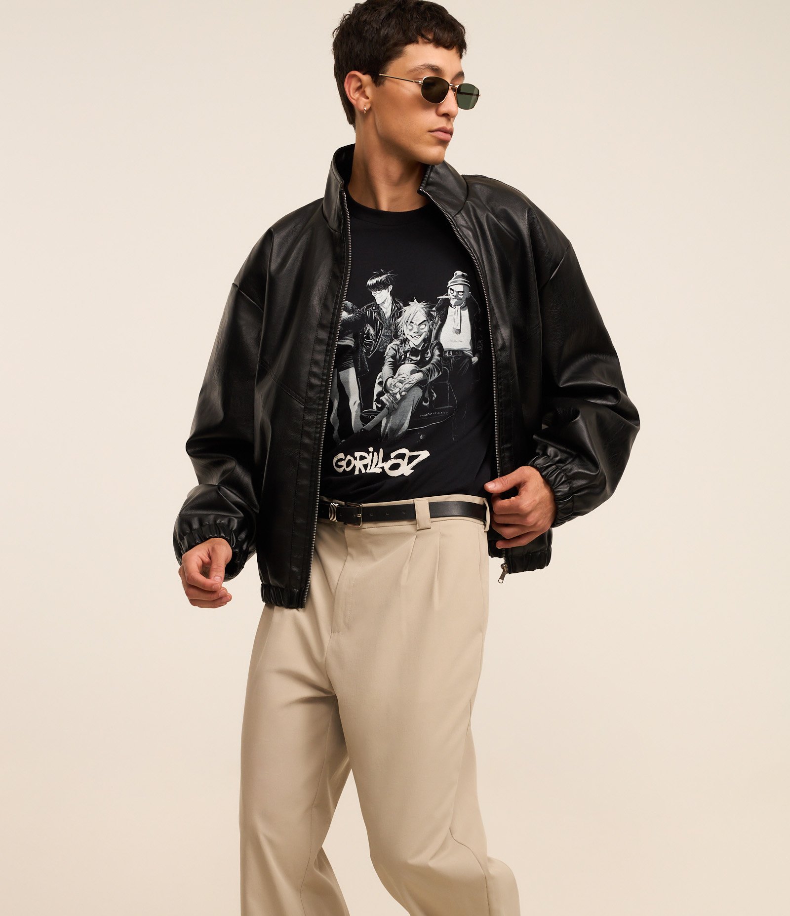 Calça Baggy em Sarja Alfaiatada com Pregas Bege 4