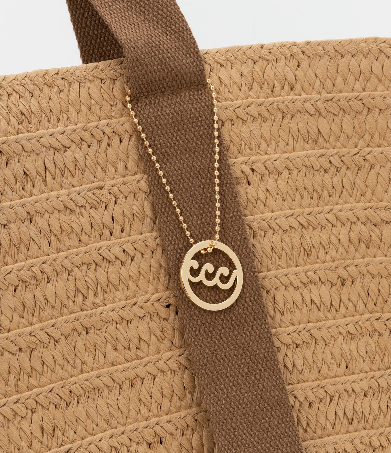 Bolsa de Praia em Palha com Alças Contrastantes Bege 4