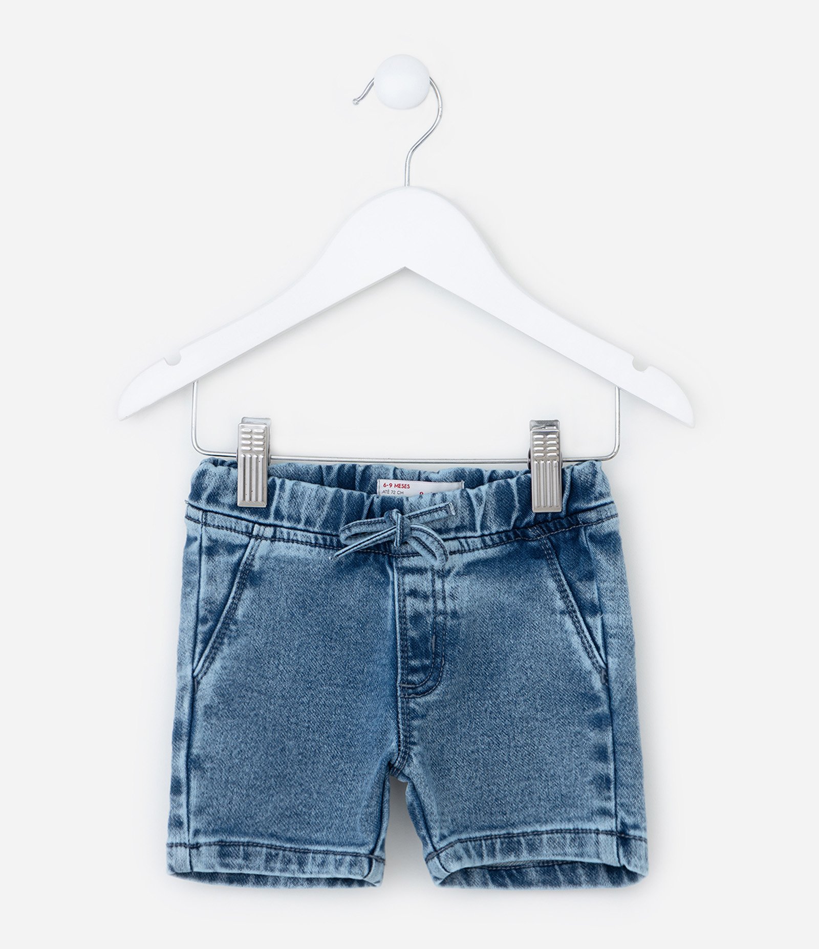 Bermuda Infantil em Malha Jeans Confortável Marmorizada - Tam 0 a 18 meses Azul 1