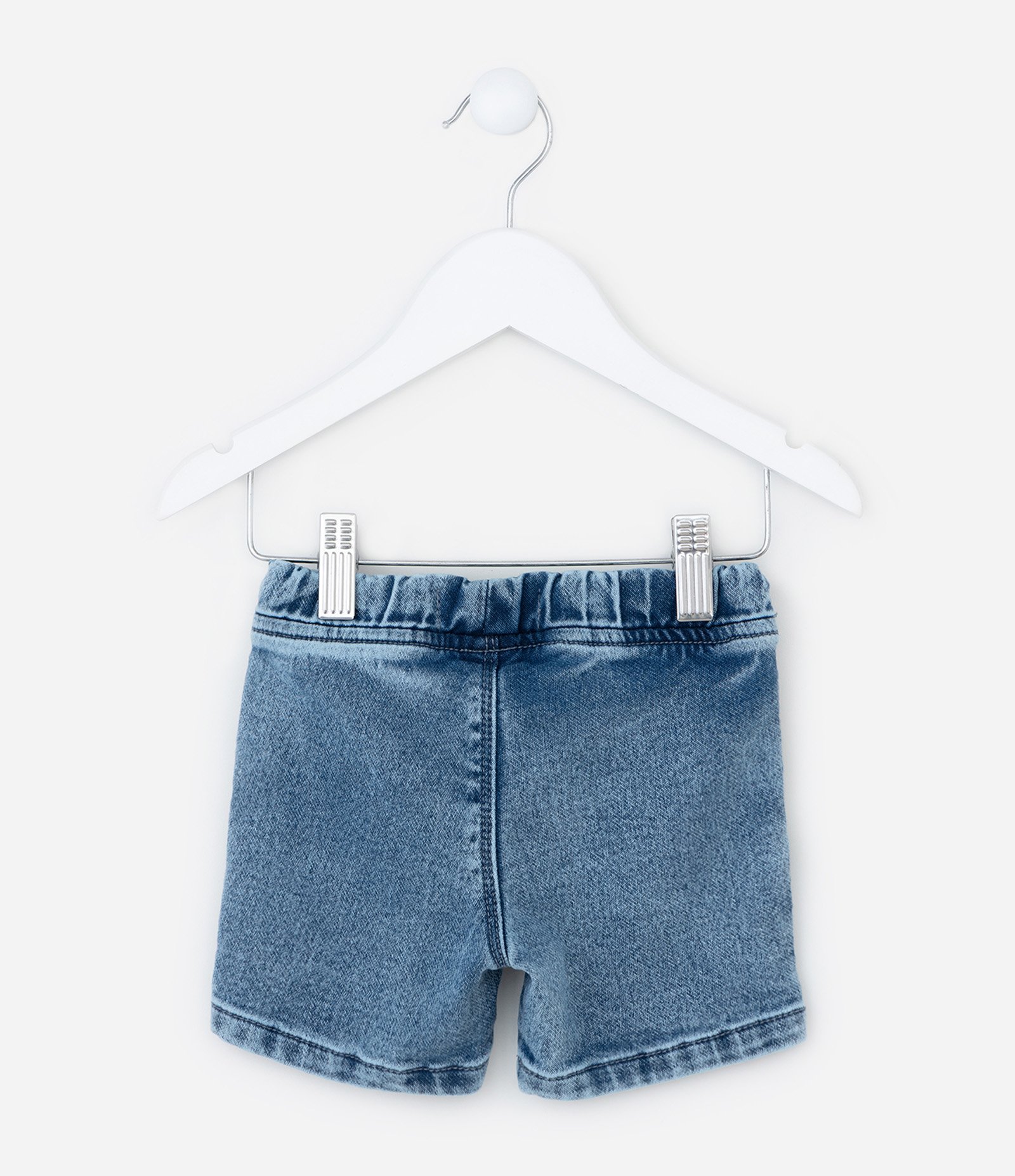 Bermuda Infantil em Malha Jeans Confortável Marmorizada - Tam 0 a 18 meses Azul 2