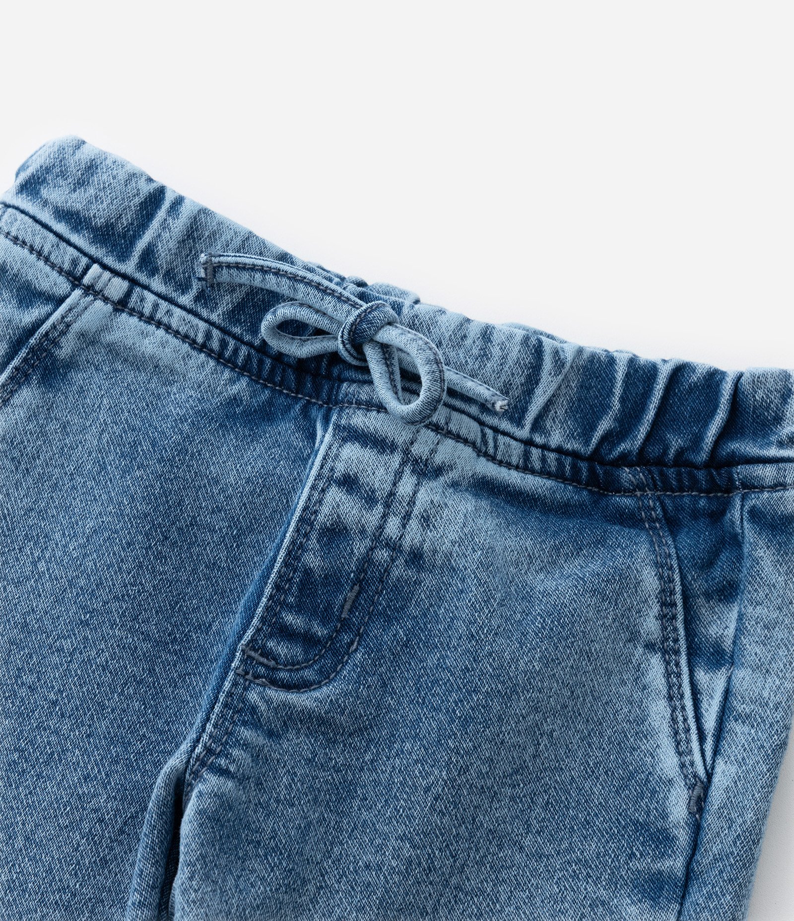 Bermuda Infantil em Malha Jeans Confortável Marmorizada - Tam 0 a 18 meses Azul 5