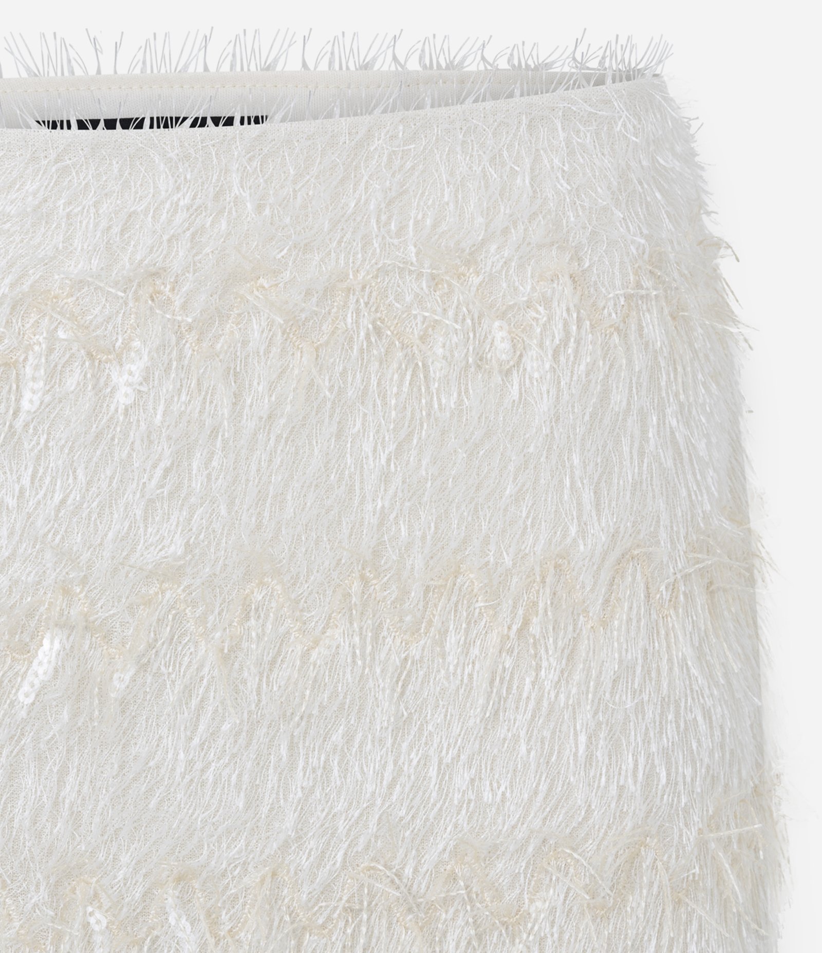 Saia Curta com Franjas e Paetês Off White 7