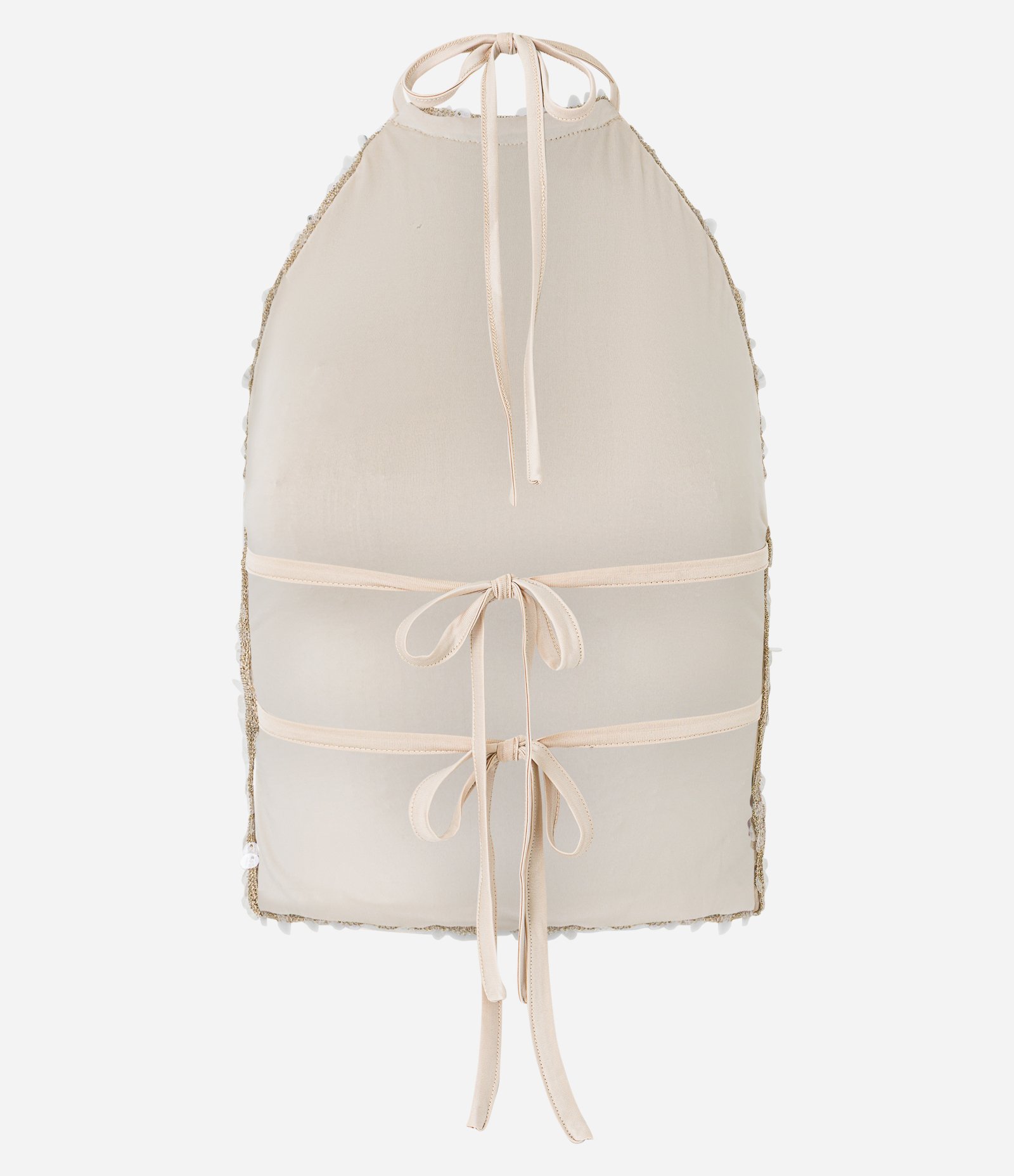 Blusa Frente Única em Paetê com Amarração nas Costas Dourado 8