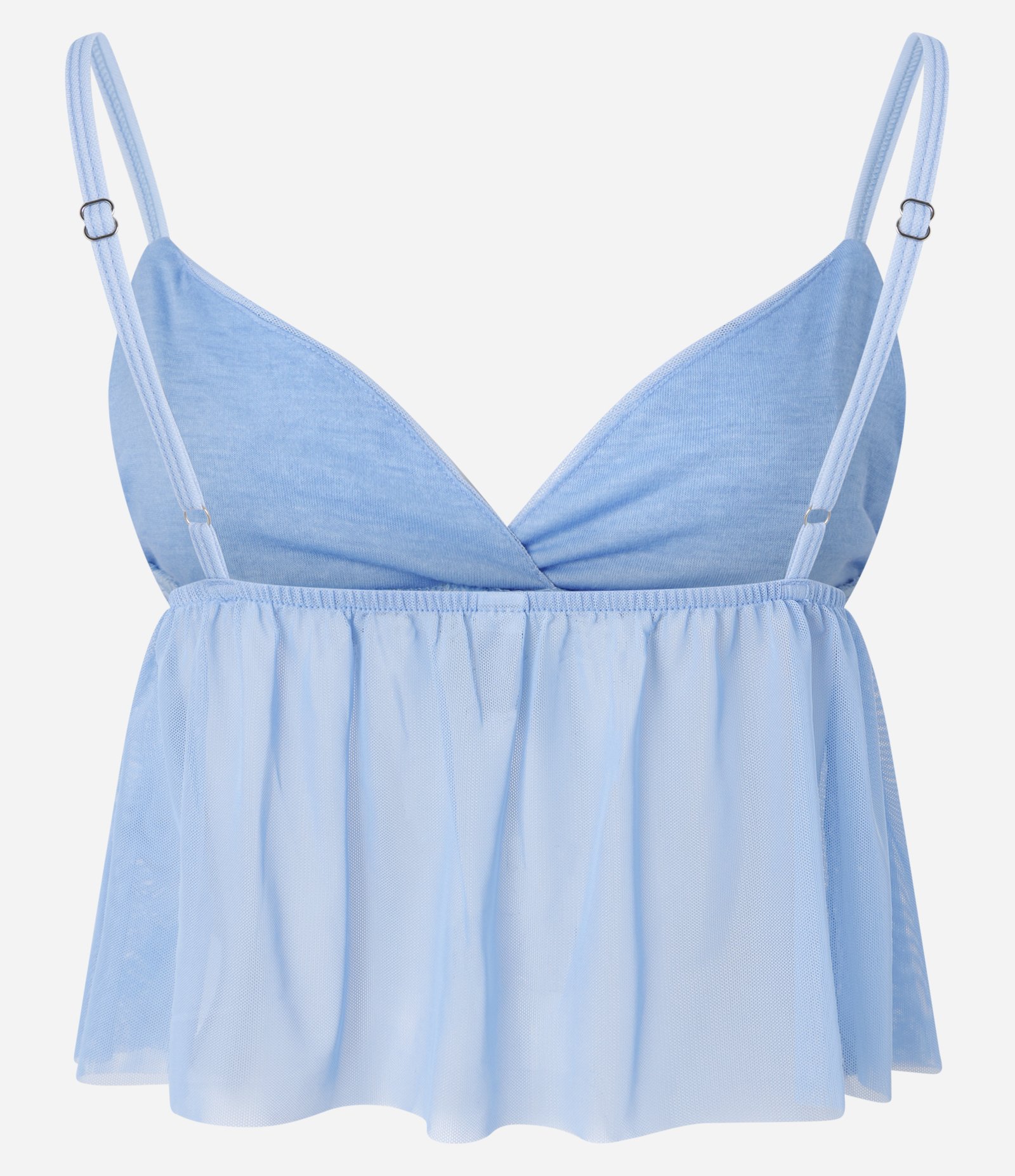 Blusa de Alcinha em Tule com Busto Franzido Azul 5