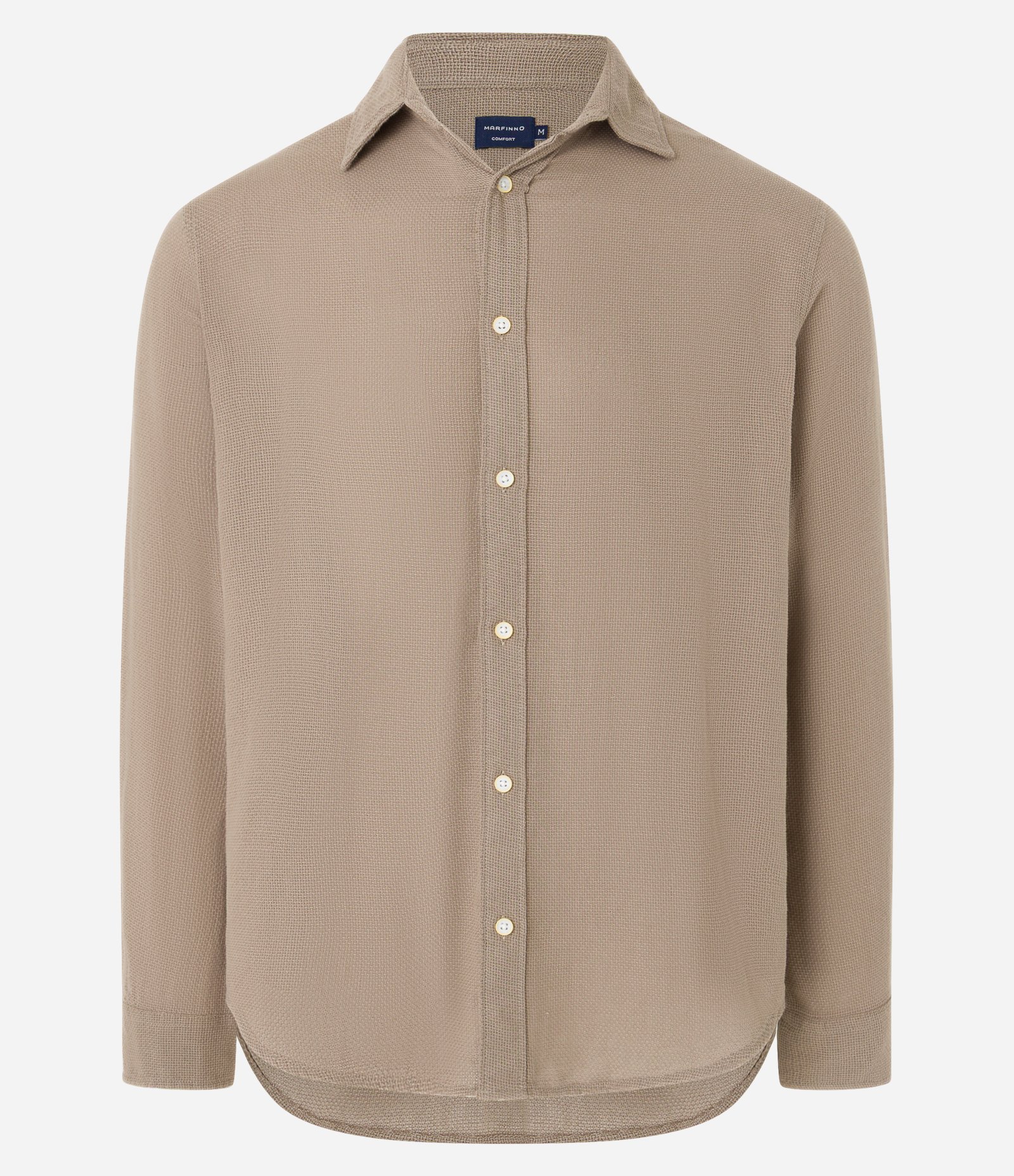 Camisa Comfort em Algodão Padronagem Mescla Texturizada Marrom 1