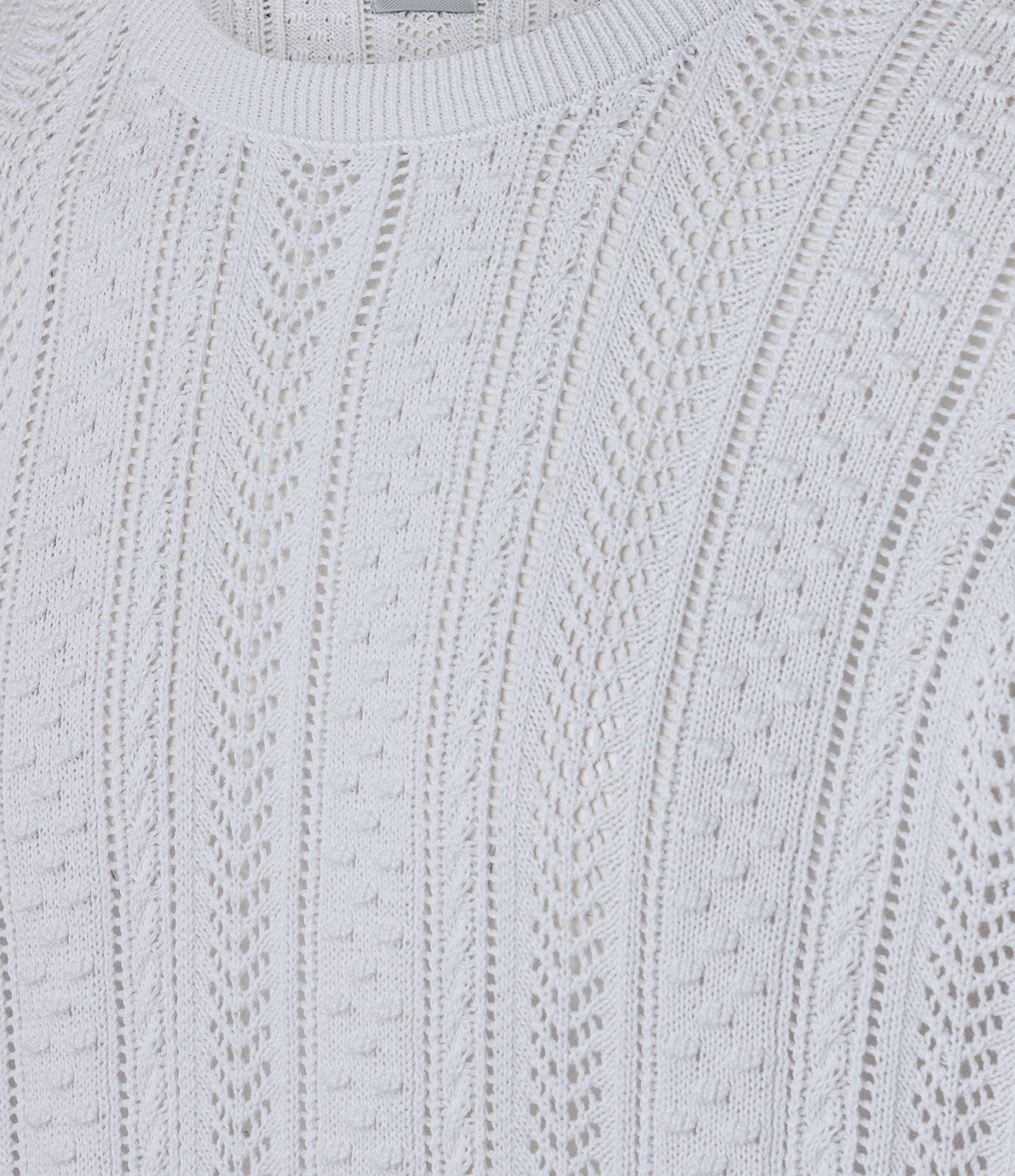 Camiseta Regular em Algodão com Textura Efeito Tricô Branco 7