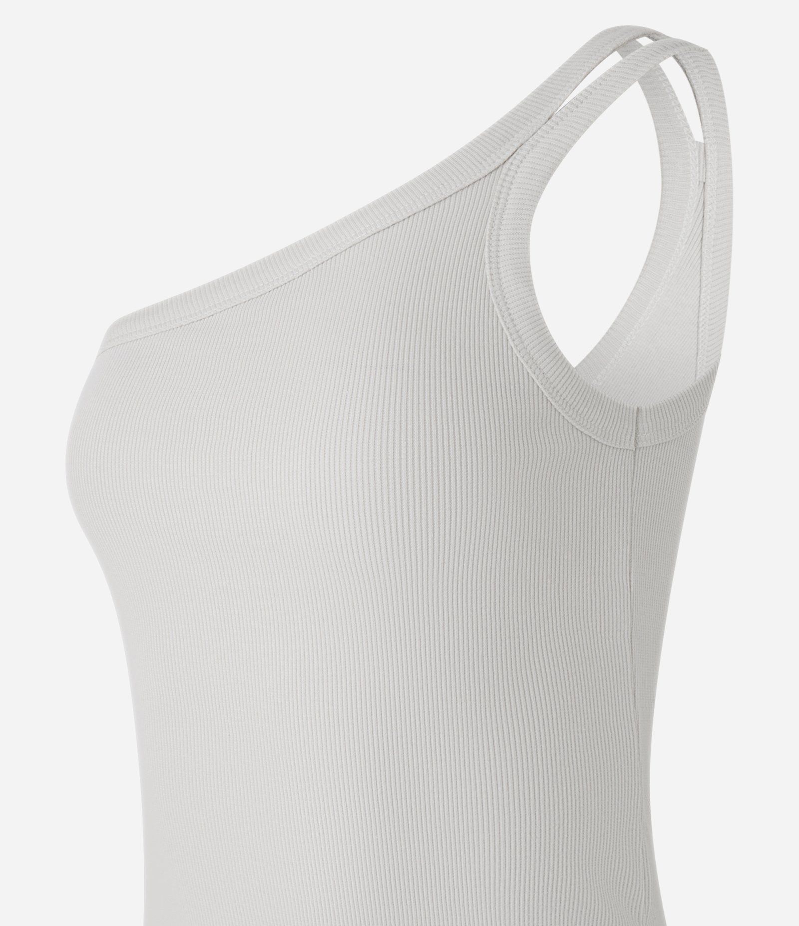 Blusa em Ribana com Um Ombro Só e Alça Dupla Bege 6