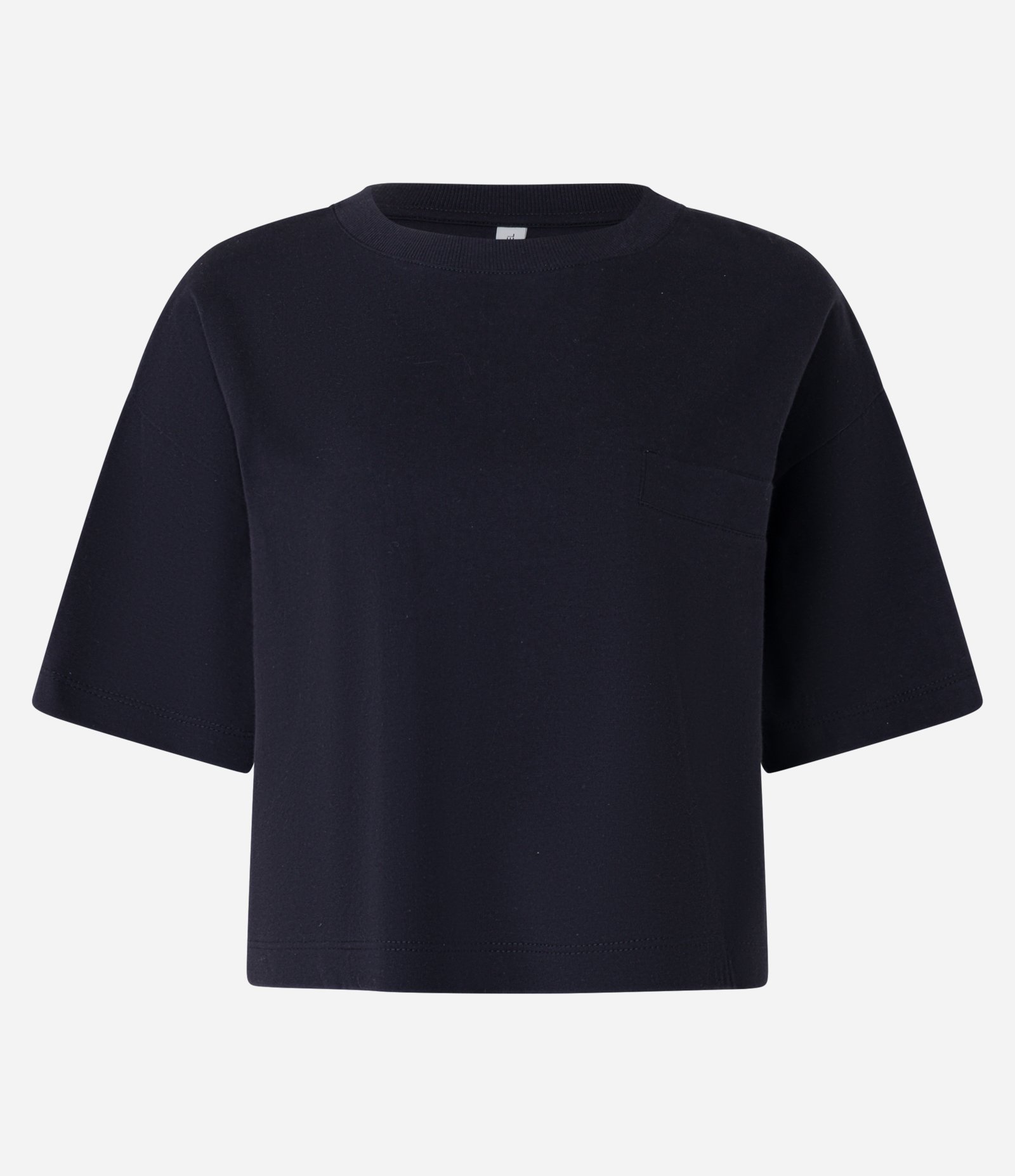 Camiseta Curta em Algodão com Bolsinho e Mangas Largas Preto 4