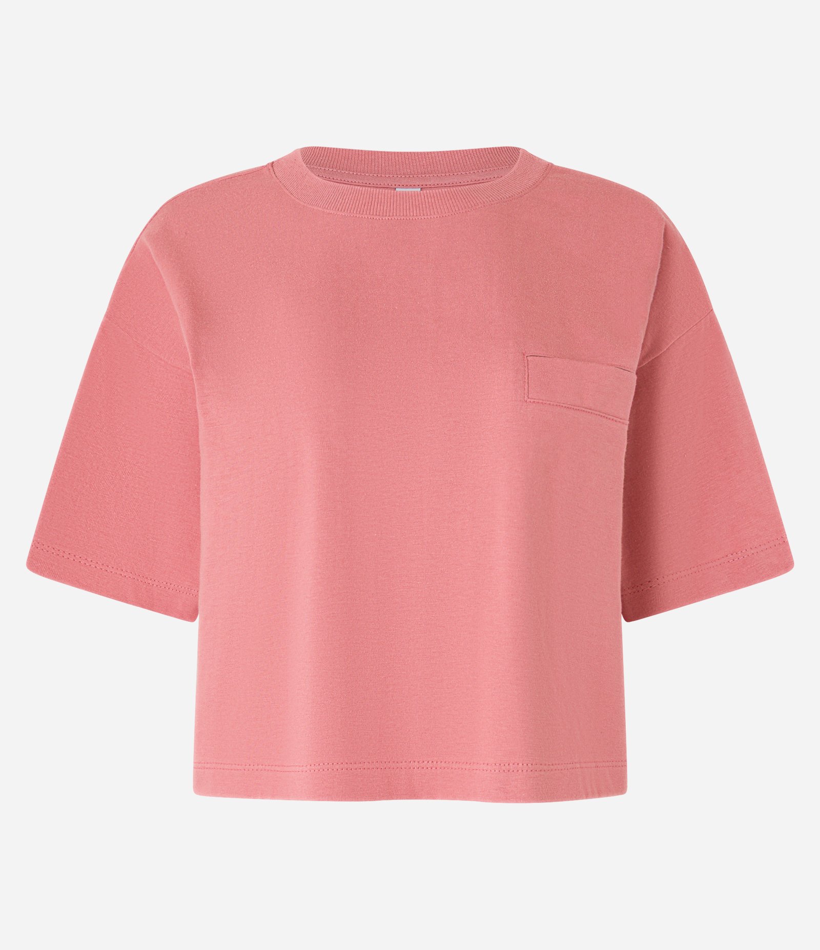 Camiseta Curta em Algodão com Bolsinho e Mangas Largas Rosa 4