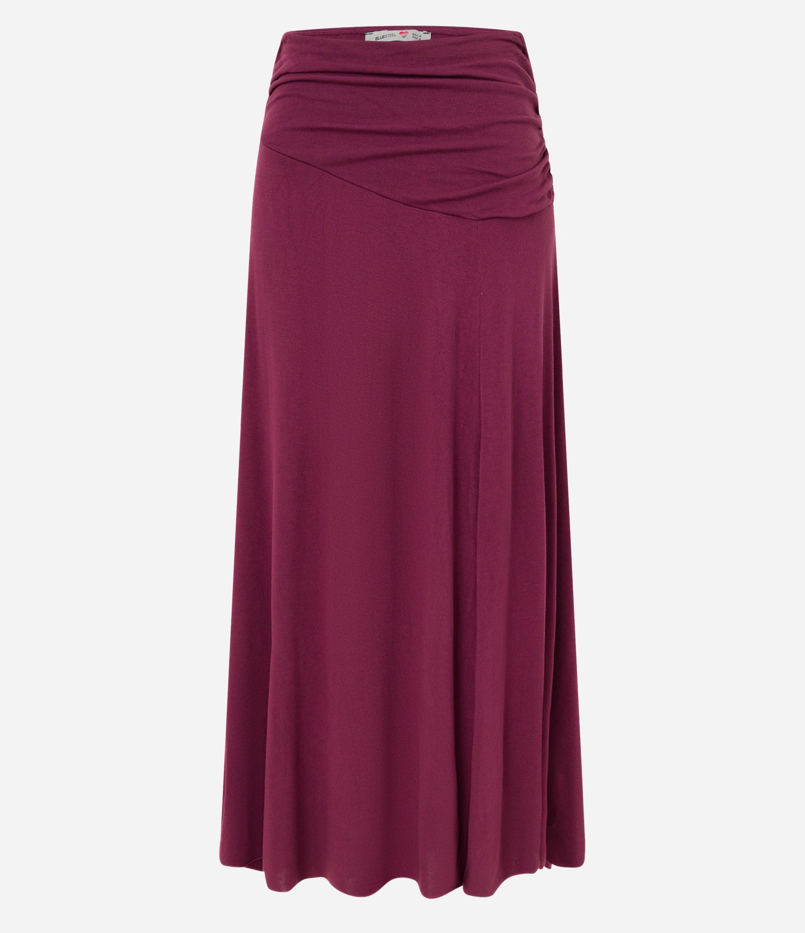 Saia Long Midi em Tricô com Cós Franzido Bordô 6