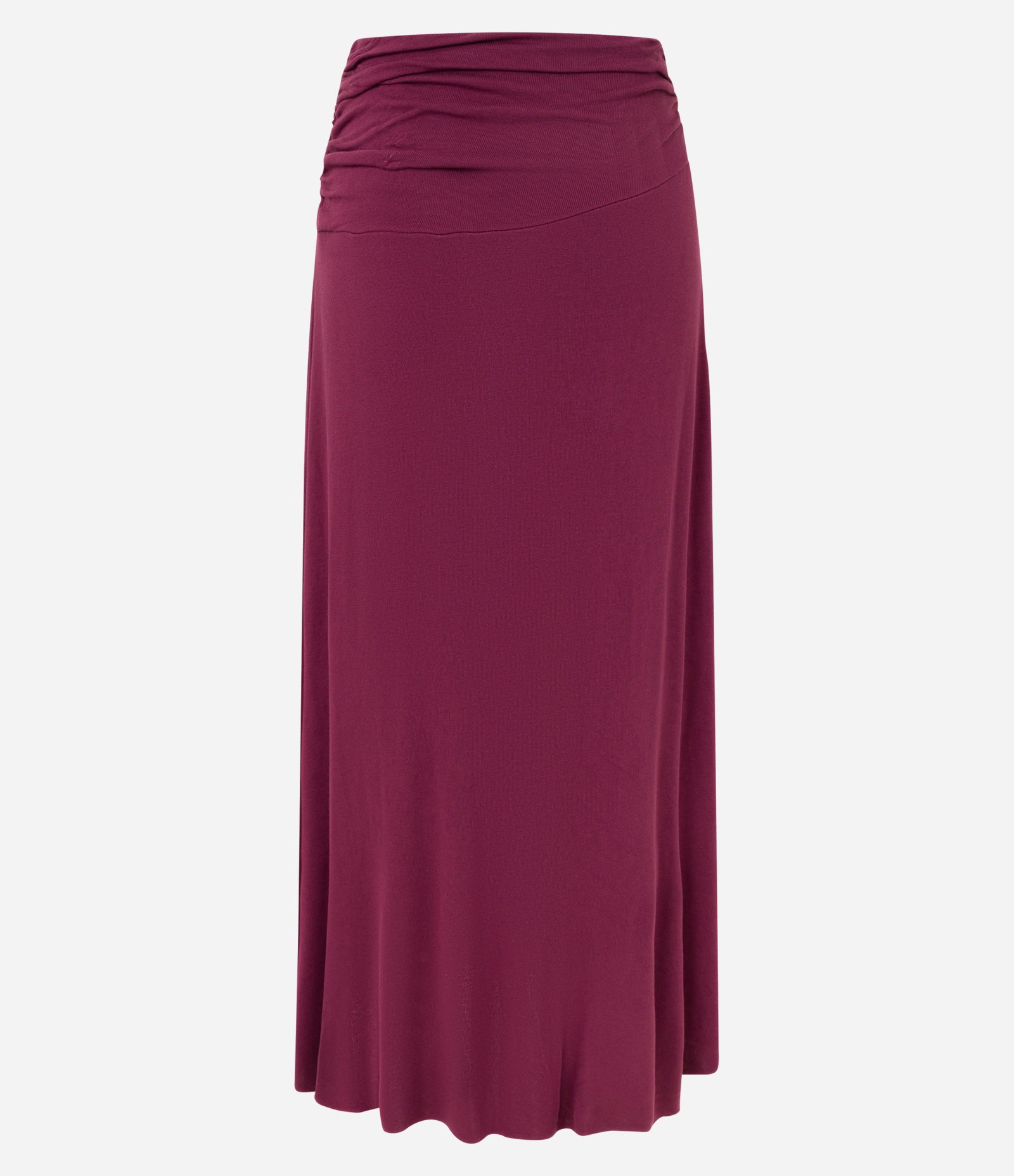 Saia Long Midi em Tricô com Cós Franzido Bordô 7