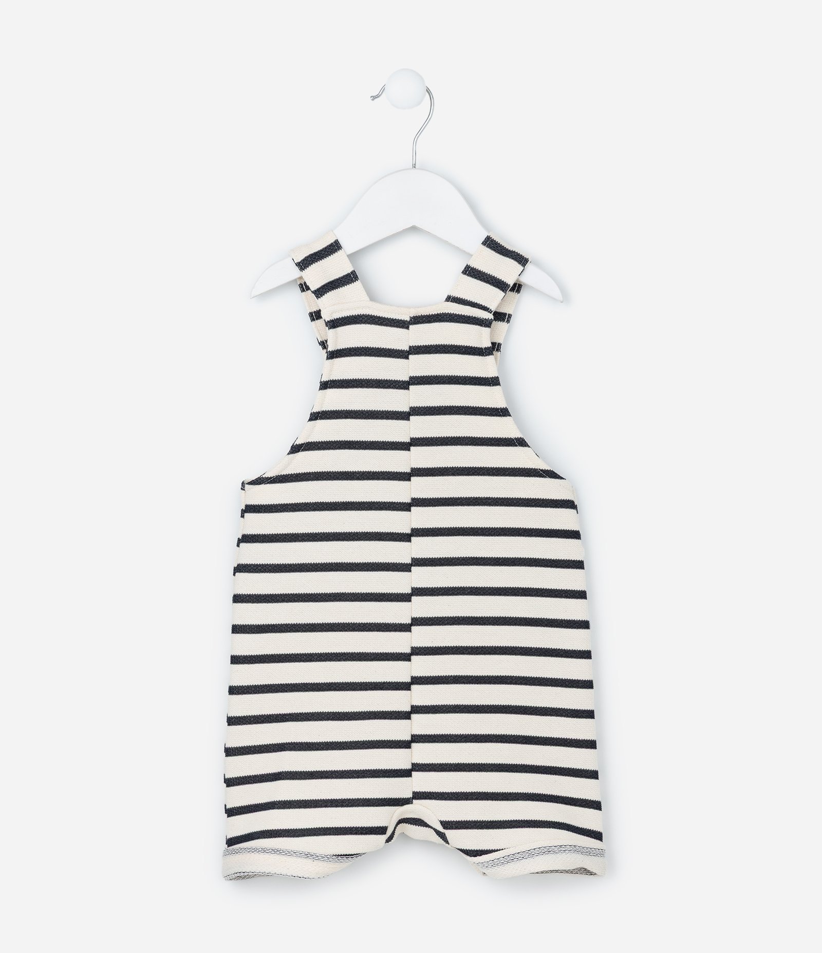 Jardineira Infantil com Estampa Listrada - Tam 0 a 18 meses Branco/Azul 3