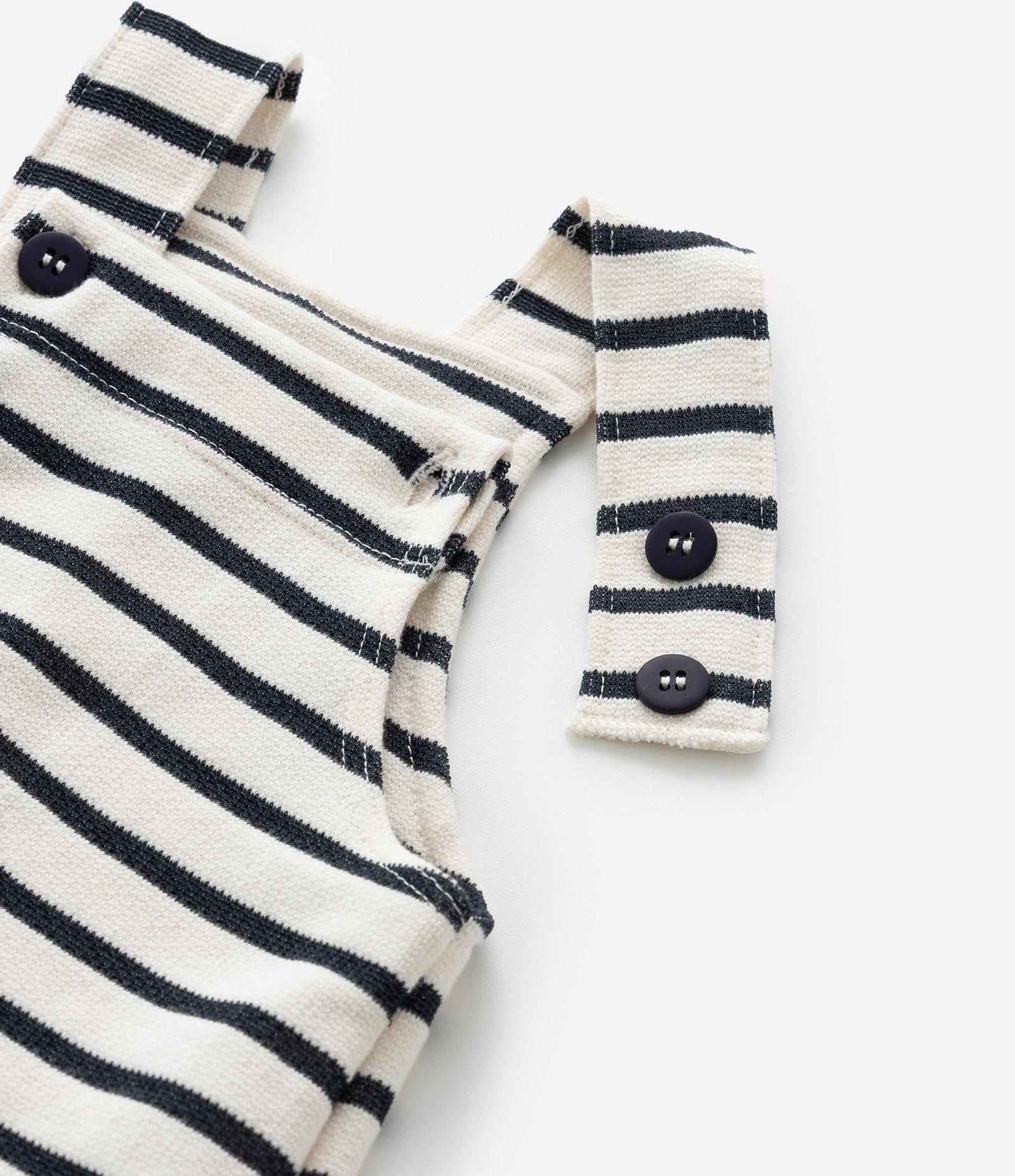 Jardineira Infantil com Estampa Listrada - Tam 0 a 18 meses Branco/Azul 5