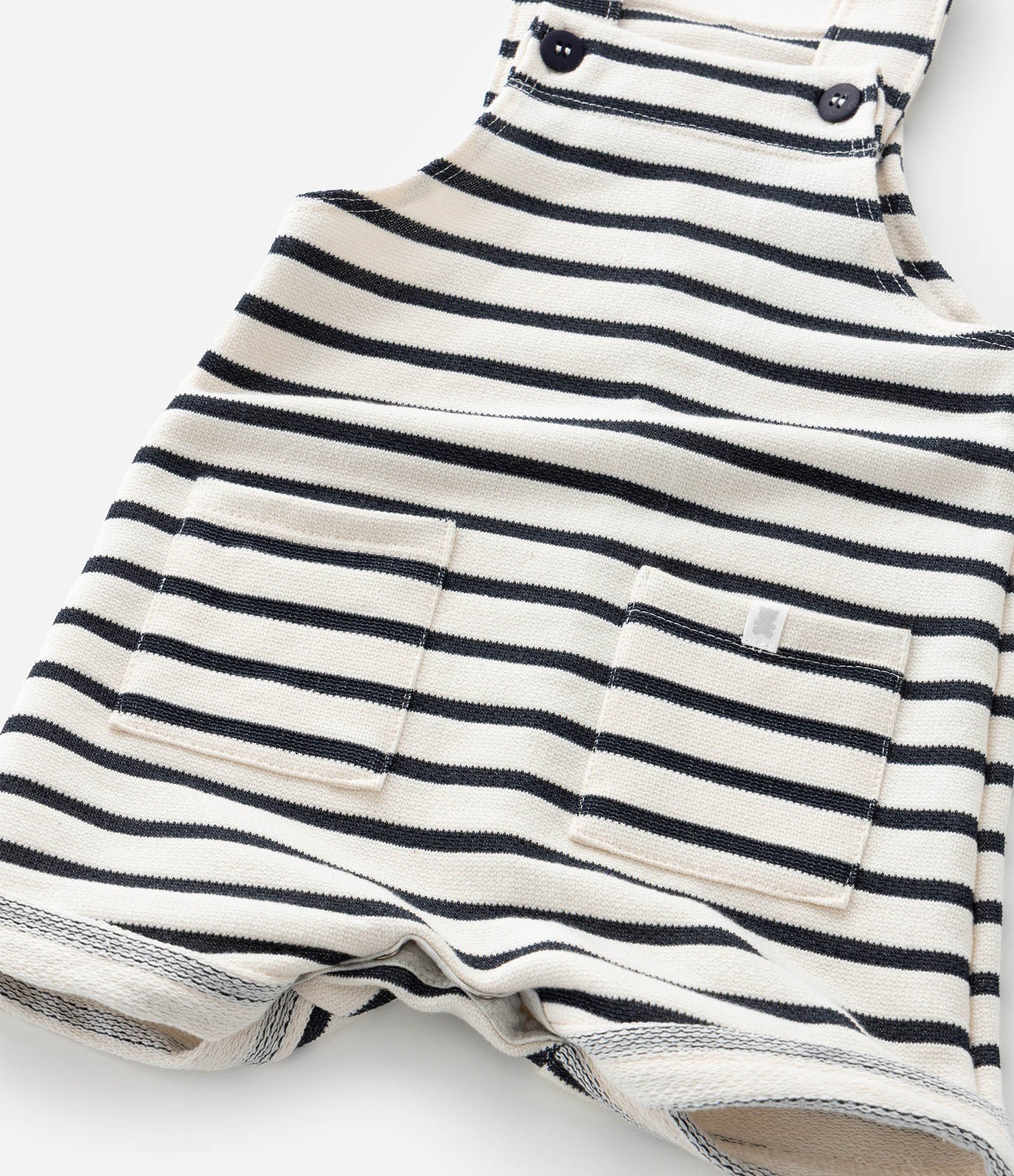 Jardineira Infantil com Estampa Listrada - Tam 0 a 18 meses Branco/Azul 8