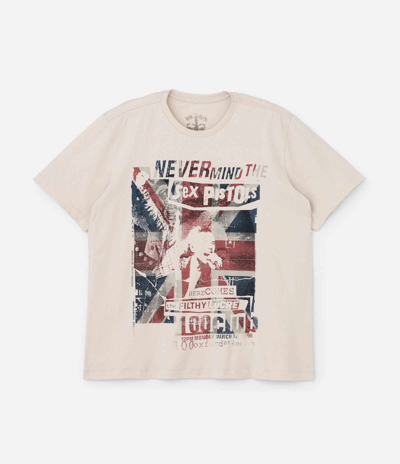 Camiseta Alongada com Estampa Sex Pistols Curve & Plus Size Bege 4