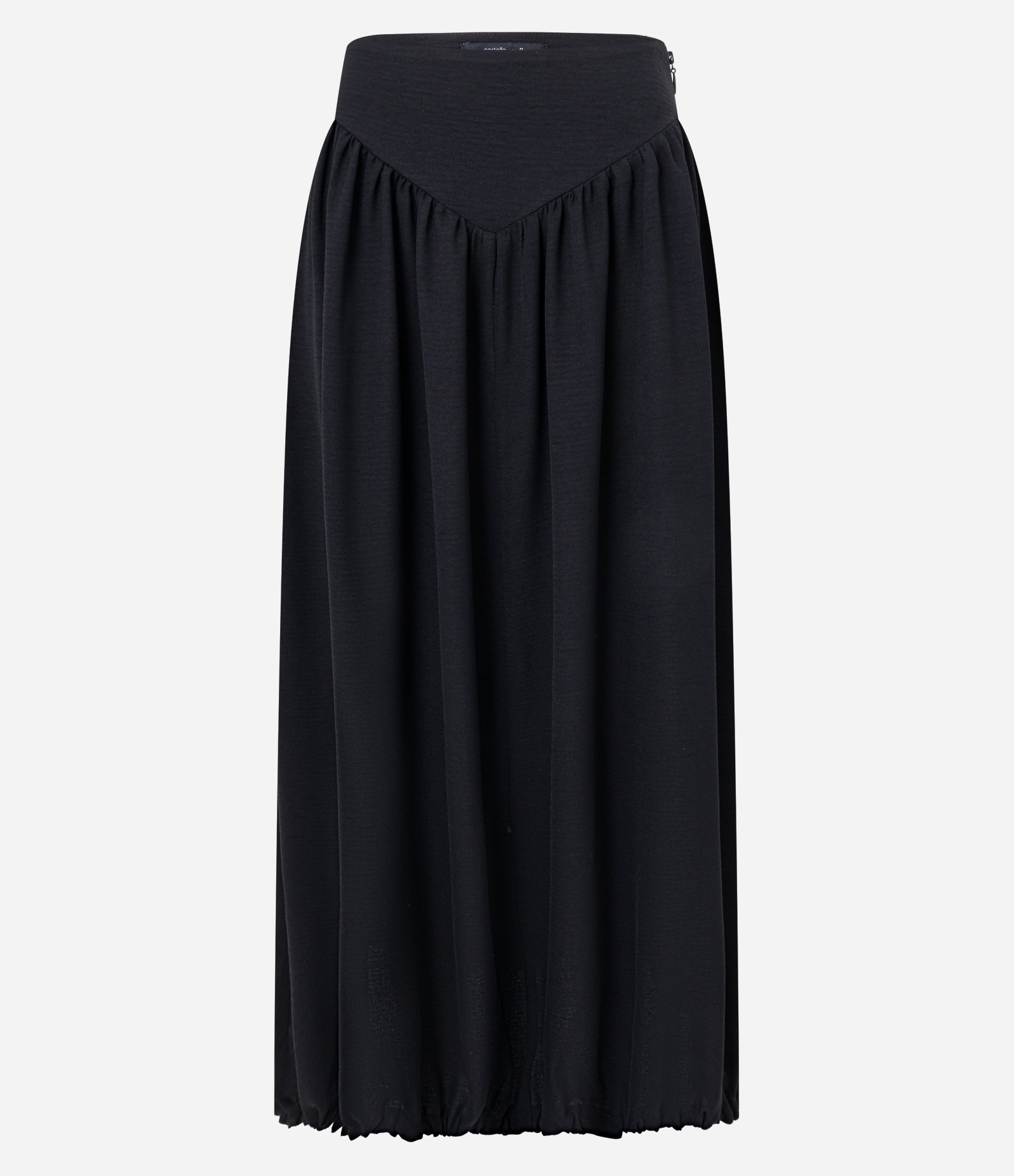 Saia Balloon Midi em Crepe com Cós em V Preto 6